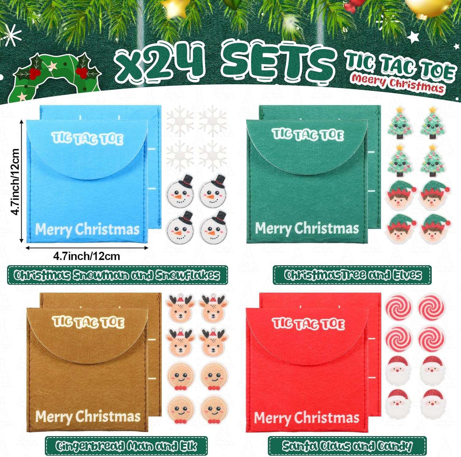 Arrowbash 24 Pack Christmas Tic Tac Toe Game Party Favors Gift for Christmas Stocking Stuffers Gifts Birthday Family Rewards
