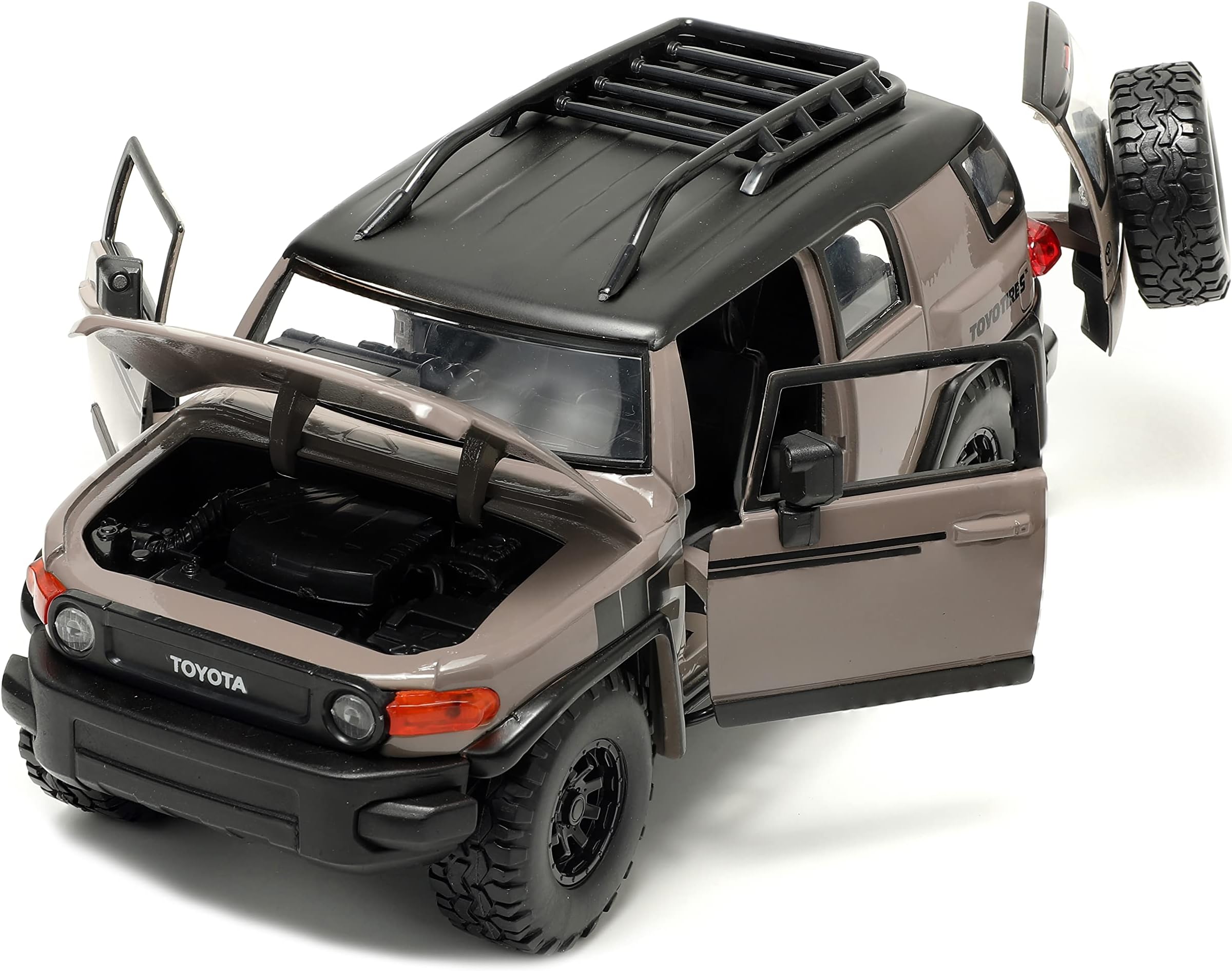 Jada Toys Just Trucks 1:24 Toyota FJ Cruiser Die-cast Car Brown with Tire Rack, Toys for Kids and Adults