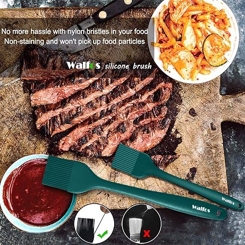 Miniatura 79 de Walfos Cepillo de silicona para pastelería, juego de cepillos para untar resistentes al calor, perfecto para hornear, parrilla de barbacoa, cocina