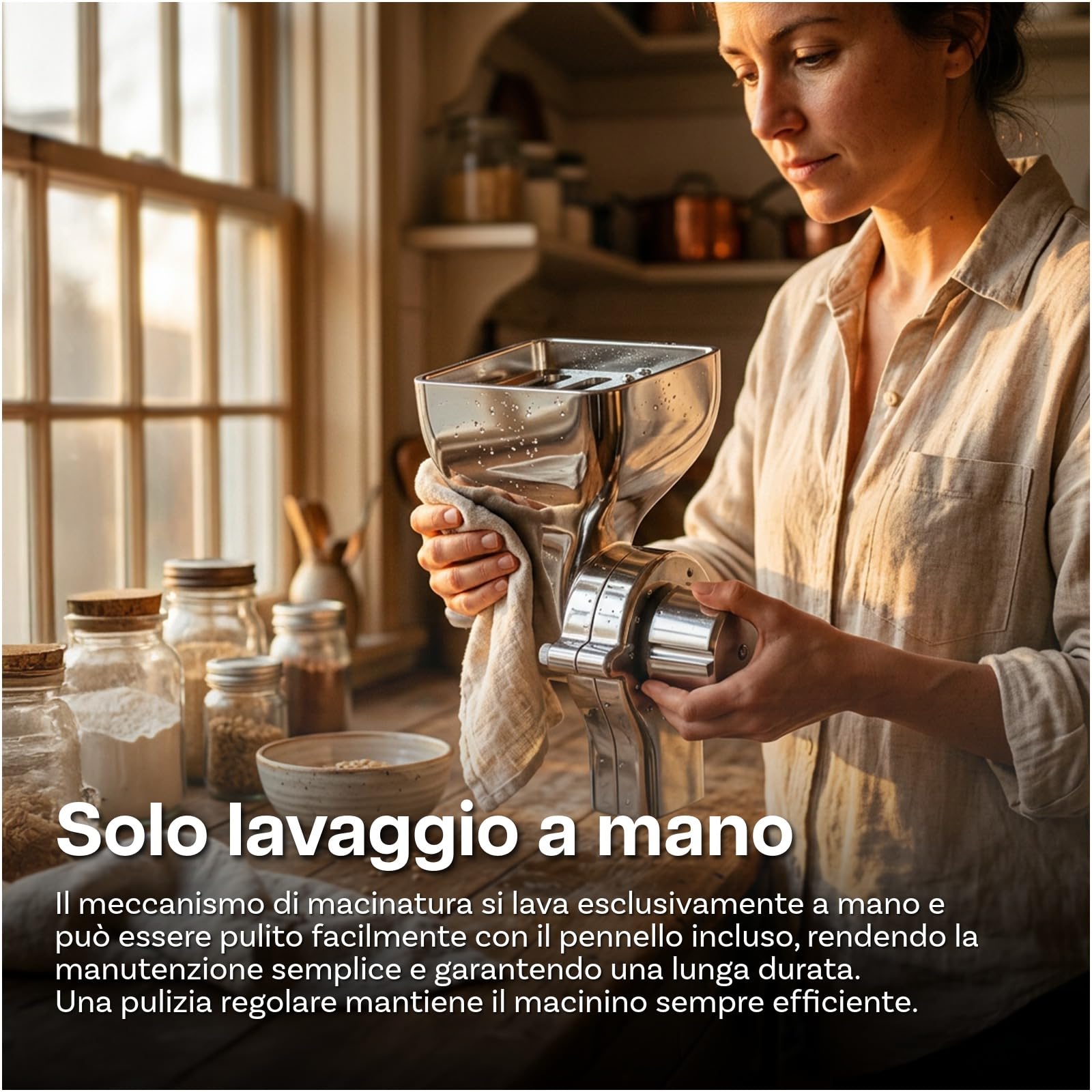 Accessorio per Mulino a Grano per KitchenAid Stand Mixer – 12 Livelli di Macinatura Regolabili – Macina in Metallo per Macinare Grano, Mais, Avena, Noci, Fagioli di Caffè & Altri Cereali