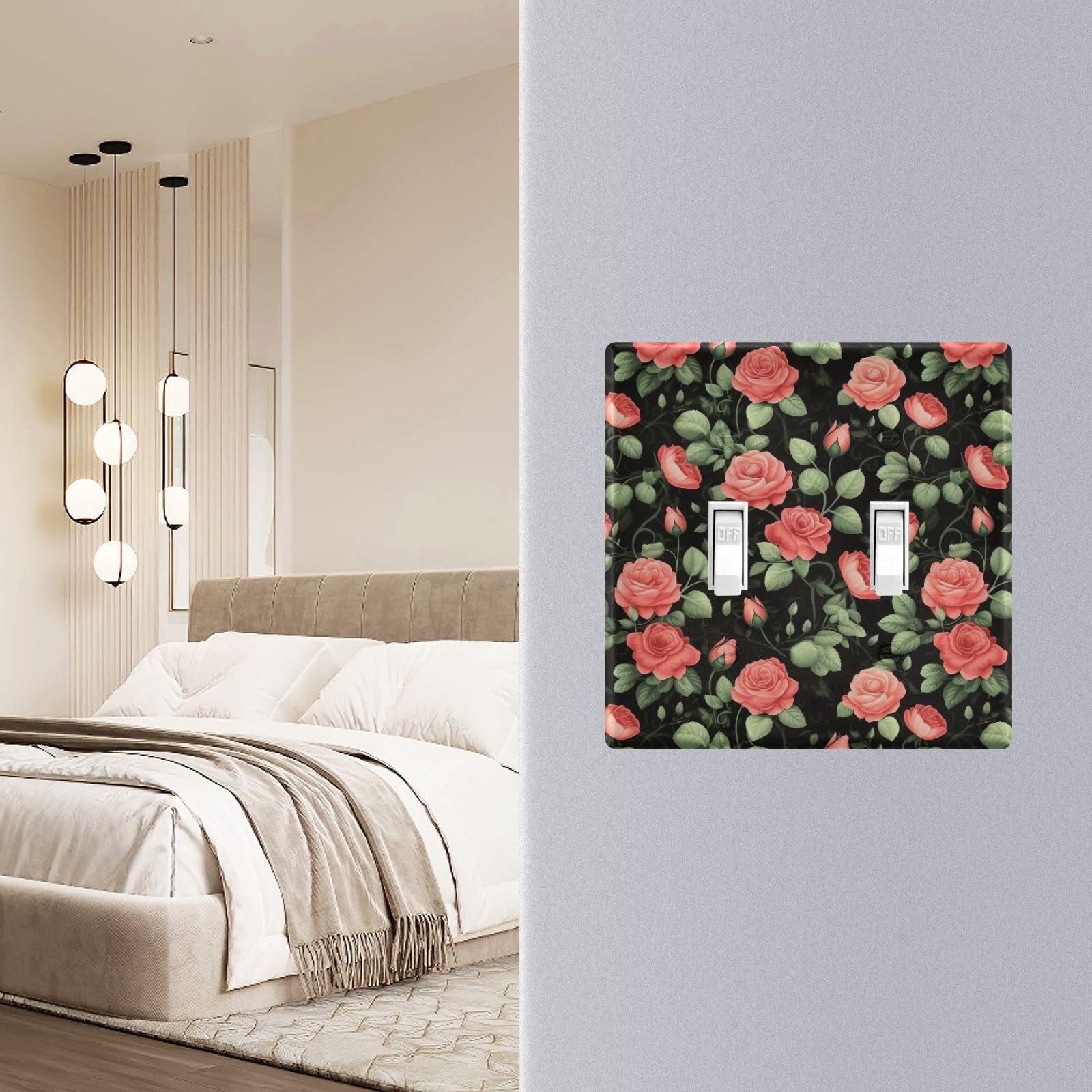 Light Switch Cover Red Rose Wall Plates for Electrical Outlets 3 Gang 202a8710
