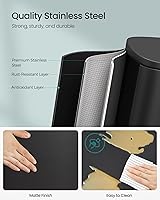 Vista 4 de SONGMICS Bote de basura de 13 galones (50 L), cubo de basura de cocina de acero inoxidable, cubo de reciclaje o basura, cierre suave, pedal Negro