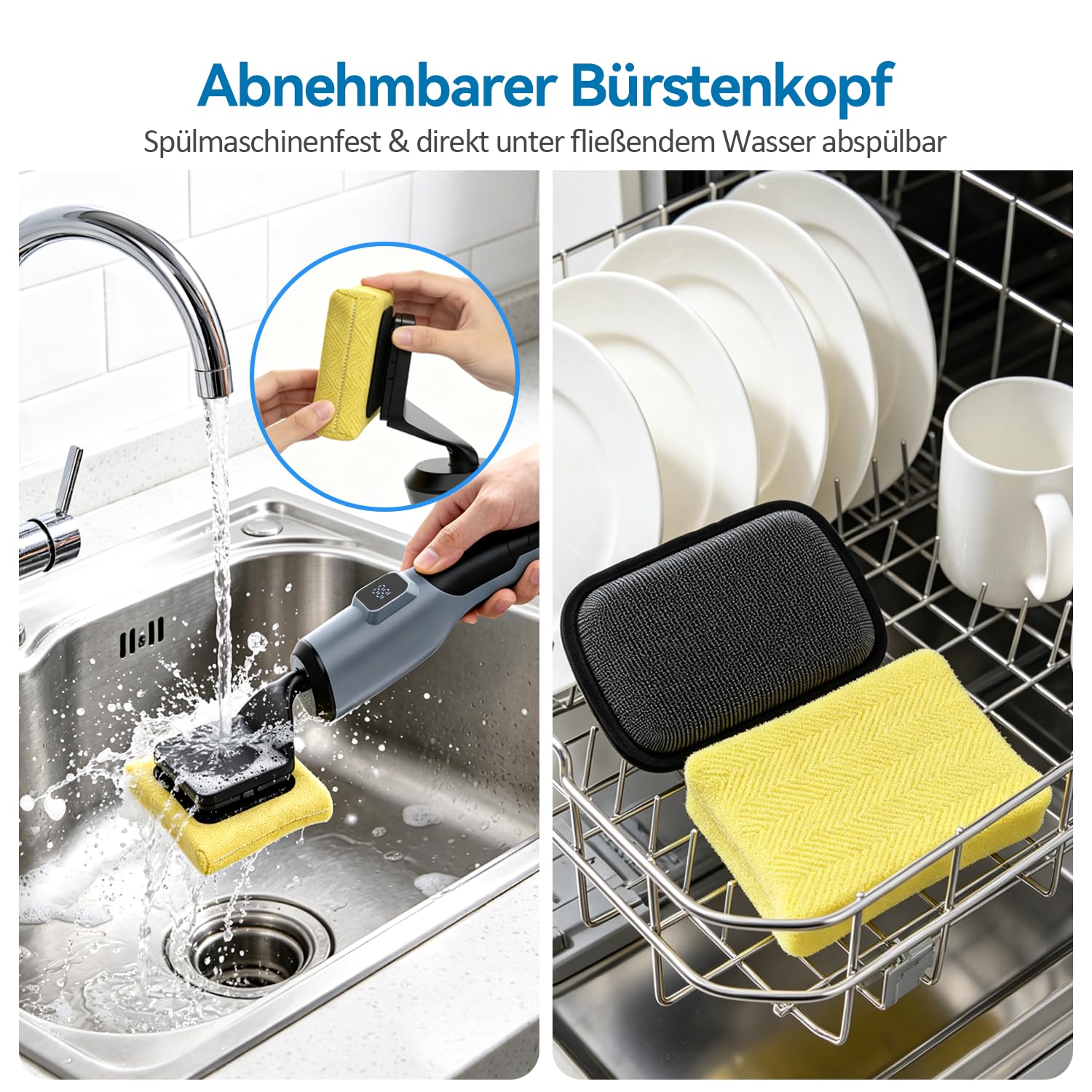 Ombrex Grillbürste Elektrisch Elektrische Grillbürste - Borstenfreie Reinigungsbürste ohne Borsten mit Vertikaler Druck-Technologie, 4h Akku, Kabellos, Wasserdichtes für alle Grillarten & Grillroste