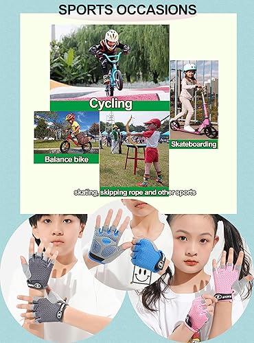 Miniatura 5 de Guantes de ciclismo antideslizantes para niños y niñas de 3 a 14 años, guantes transpirables para patinaje, scooter