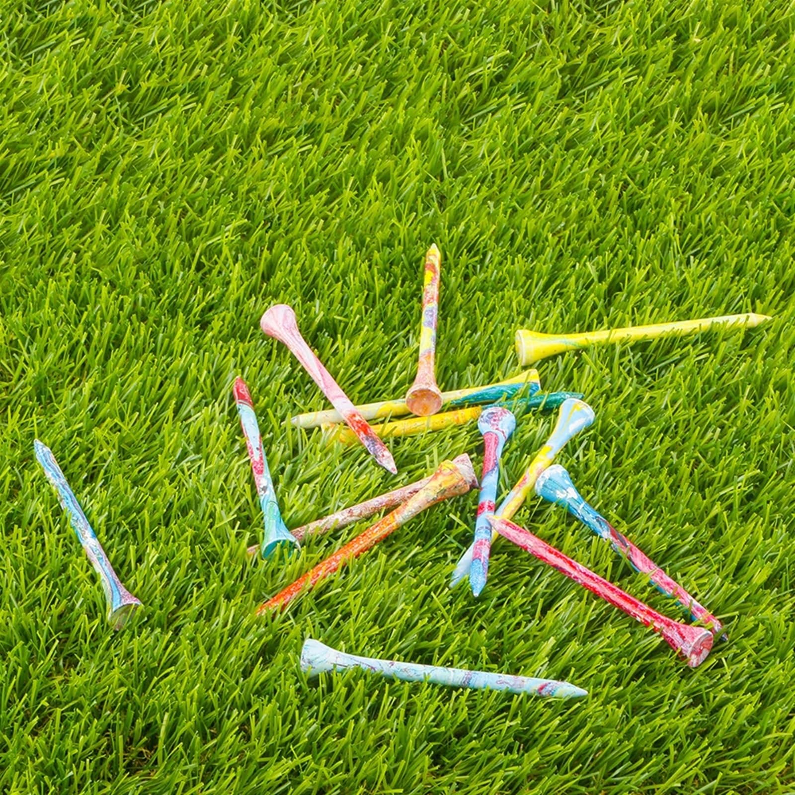Golf Tee 50 Stück Holz-Golf-Tees, tragbares Golf-Tack, stabilere Golfball-Nägel-Tees, buntes Golf-Trainingsball-Tee for Sportplätze FüR Einen Idealen Abschlag