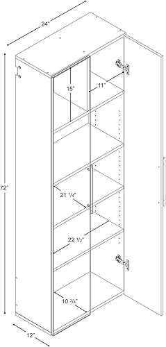 Miniatura 67 de Prepac HangUps - Armario de almacenamiento grande, color gris claro inmaculado de 36 pulgadas con estantes y puertas de almacenamiento, ideal para