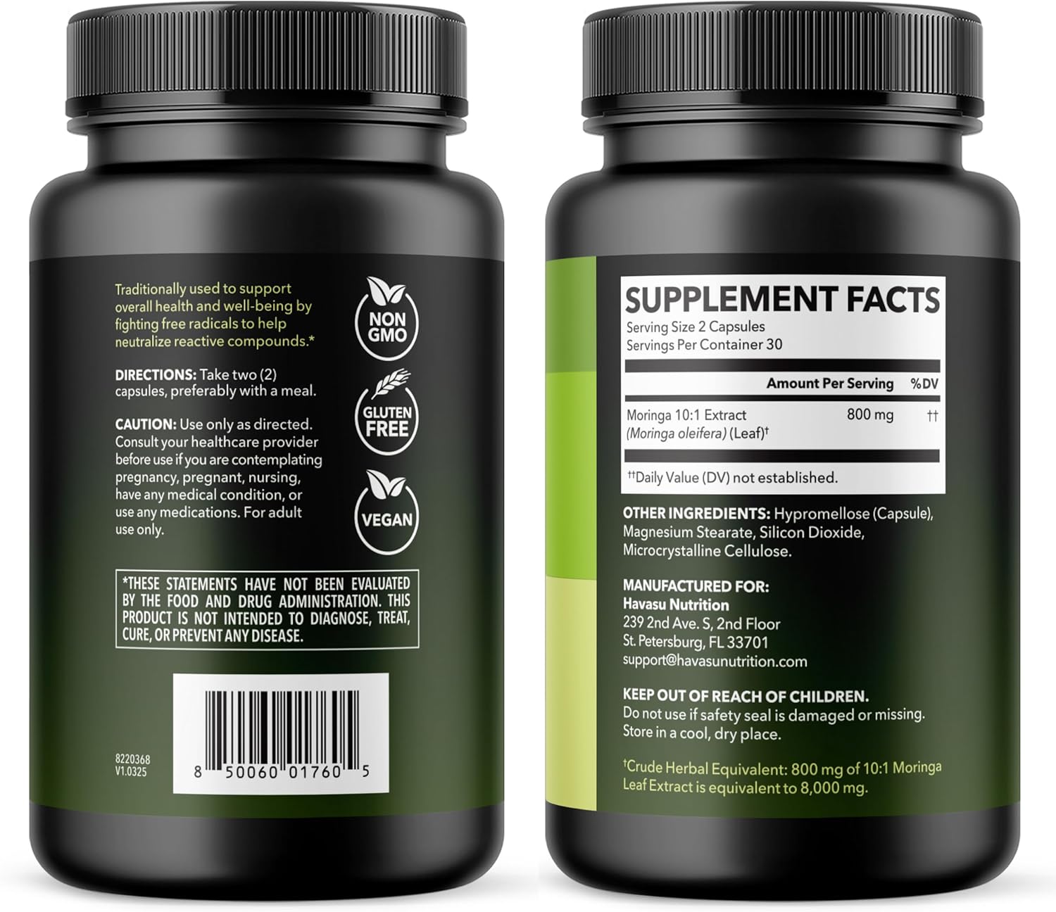 Moringa Capsules 800mg Per Serving- Moringa Leaf Extract for Antioxidant Support - Green Superfood Capsules - Multivitamin Moringa Supplement - 60 Count - Vegan, Non-GMO, Gluten Free - 30 Servings - Image 10