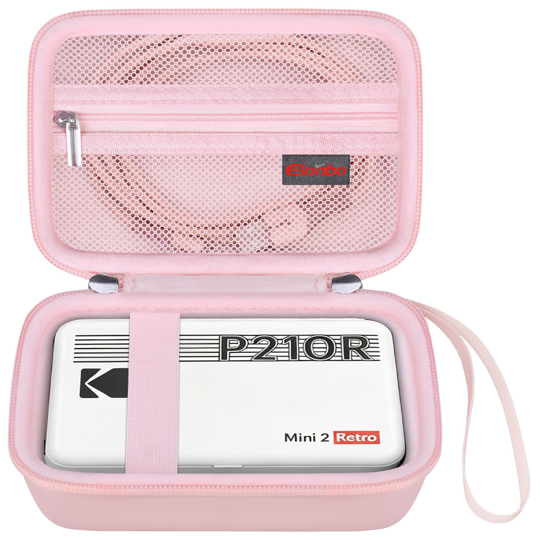 Elonbo Carrying Case for Kodak Mini 2 Retro 2x3” P210R 4PASS Portable Photo Printer/Kodak Mini Shot 2 Retro C210R 4PASS 2-in-1 Instant Digital Camera, Mesh Bag fits Film Cartridge Photo Paper, Pink