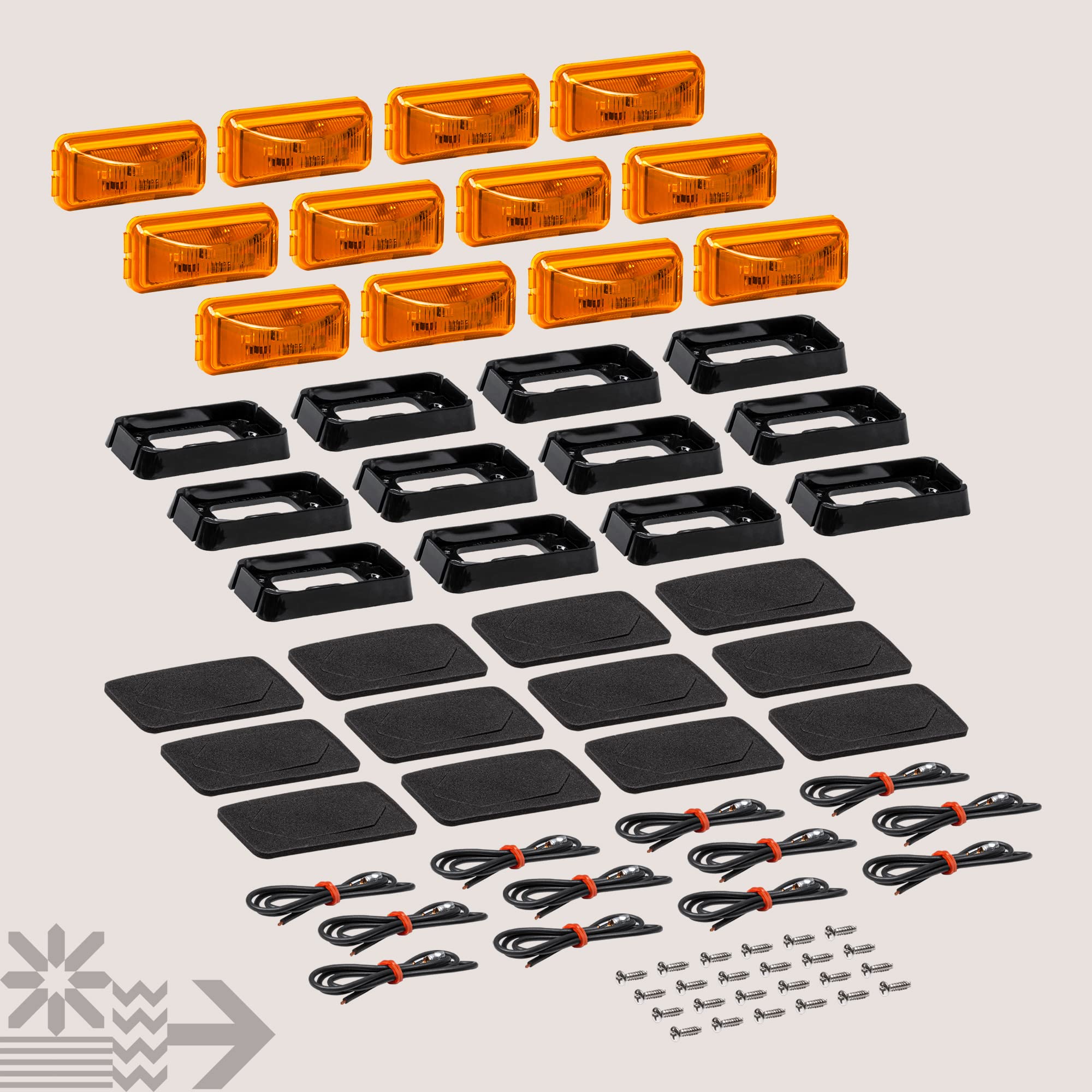12 luces LED ámbar de 6,4 cm con bisel negro [DOT FMVSS 108] [SAE P2PC] [montaje en superficie] [resistente al agua IP67] luces de señalización laterales para remolques y camiones