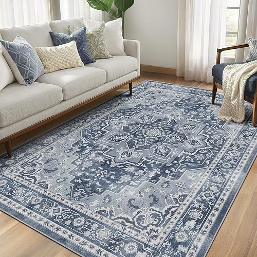 Miniatura 77 de Alfombras Redondas Beige de 4 pies, Alfombra Circular Pequeña Antideslizante Lavable de Pelo Bajo y Fina para Entrada, Cocina, Comedor, Alfombra