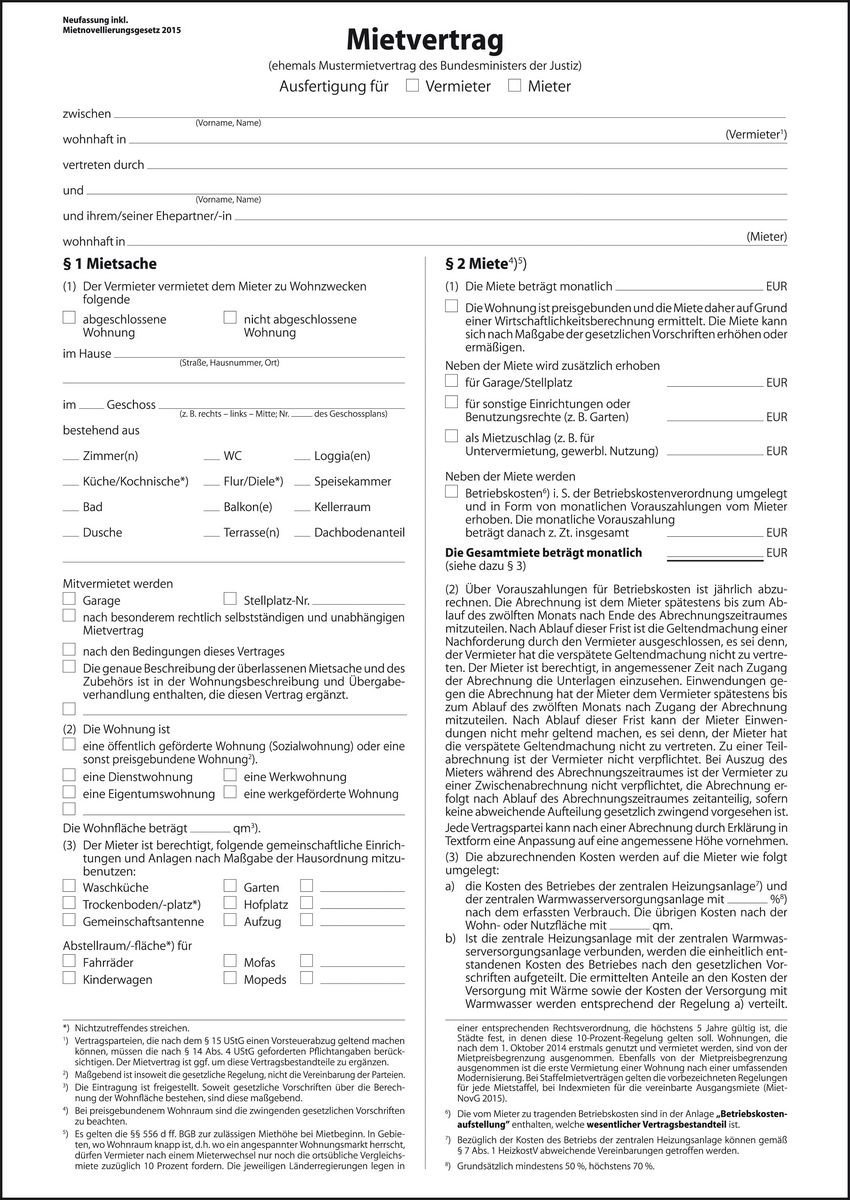 Muster-Mietvertrag 6Seiti Mv469 A4 Lt Bundesministe Der Justiz 25St