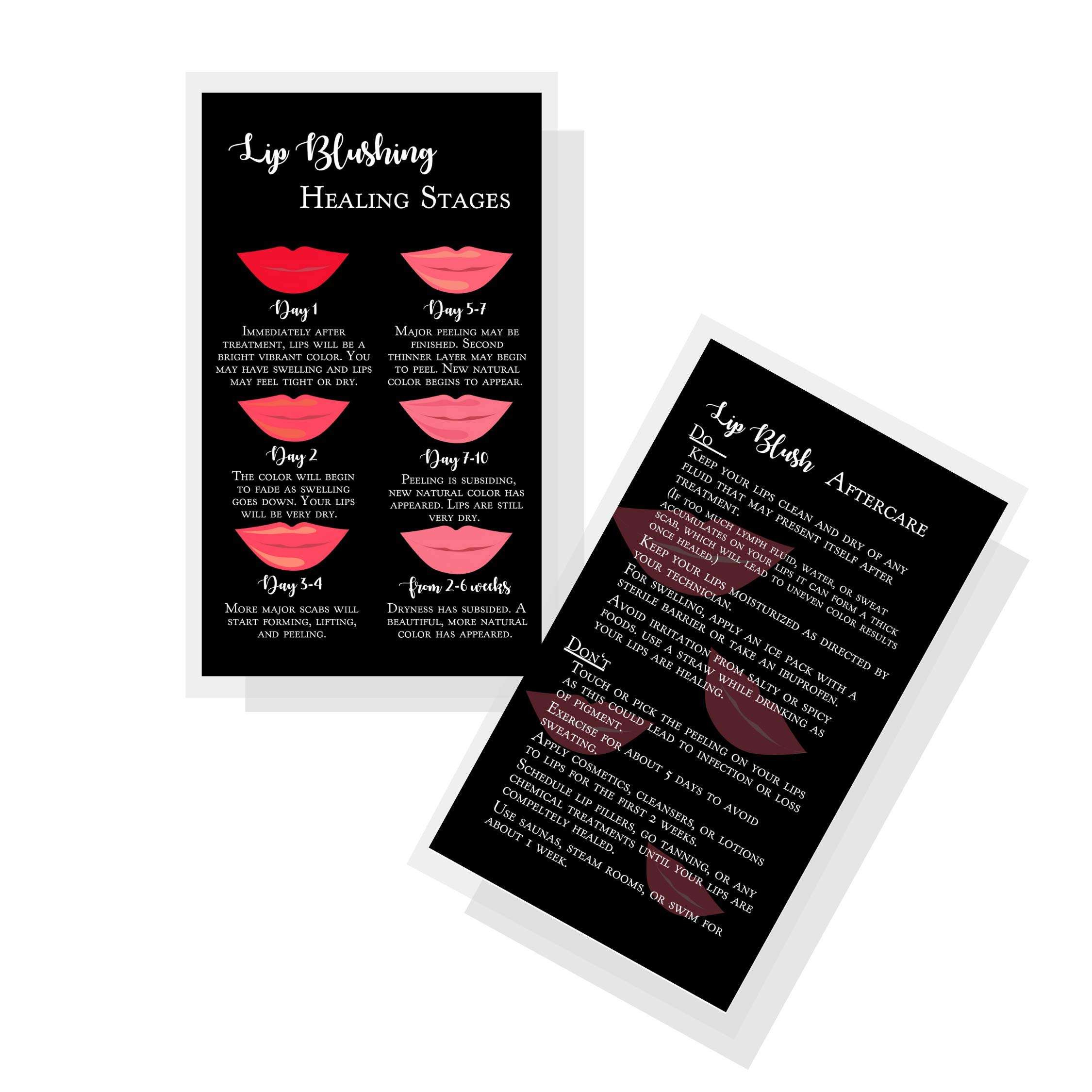 Lip Blush Stages Of Healing Aftercare Instructions Cards Package Of 50