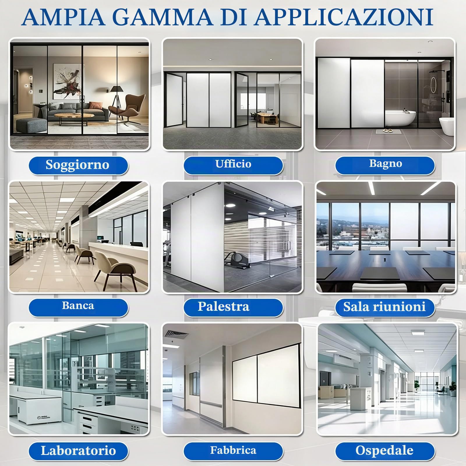 Pellicola Elettronica PDLC Smart Film Pellicola Privacy Finestre da Trasparente a Opaca Pellicola Vetri per Ufficio Domestico Porte Scorrevoli Pareti Divisorie in Vetro(W20"xL39.5")
