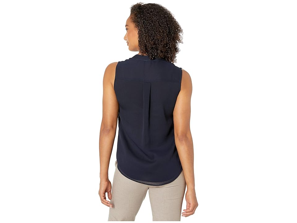 

Tommy Hilfiger Daisy V-Neck Sleeveless Woven (Midnight) Women's Clothing, Navy