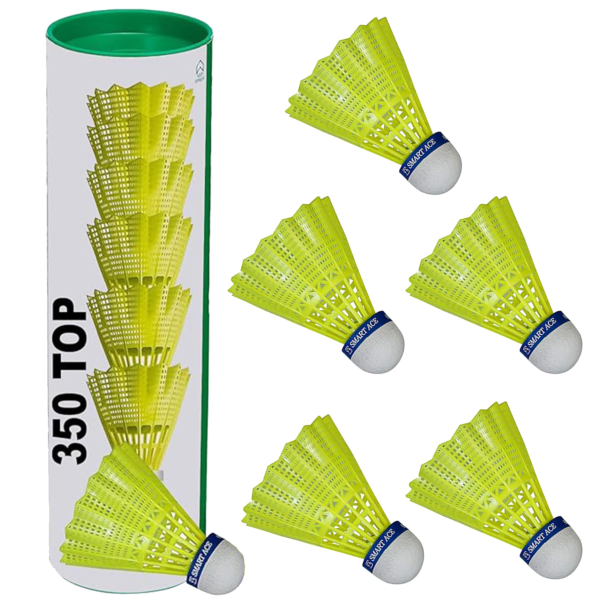 Smart Ace 350 Nylon Shuttlecock | Stable Flight and Fast Recovery Durable & High Performance Badminton Shuttlecock (Yellow, Pack of 6)-picture-19