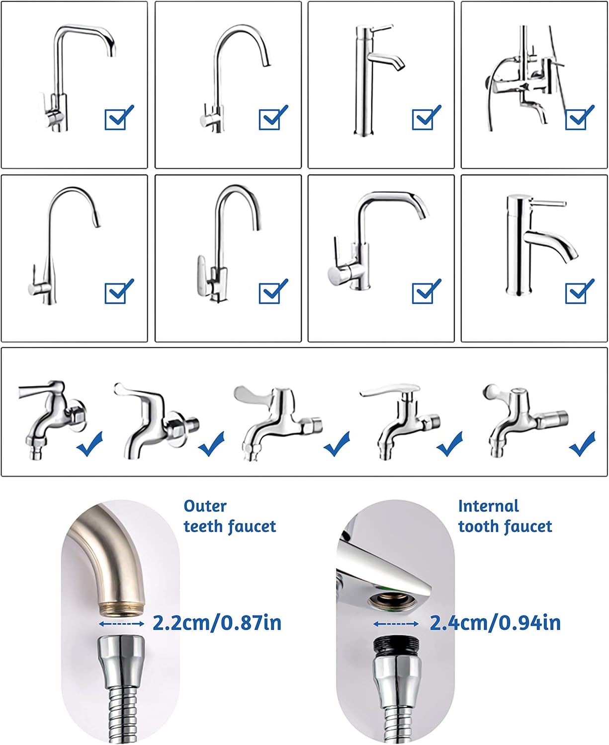 Kitchen Faucet Aerator Sink Tap Sprayer Head, 3 Molds Adjustable Faucet Sprayer, 360° Rotatable Faucet Extension Tubes, Booster, Water Saving and Anti-Splash