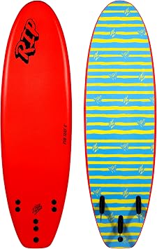 RIP Soft Top Surfboard, 6 Feet, Fun Shape with Thruster Fins
