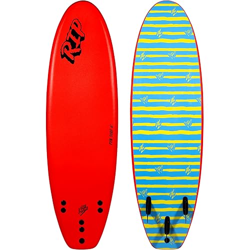RIP Soft Top Surfboard, 6 Feet, Fun Shape with Thruster Fins