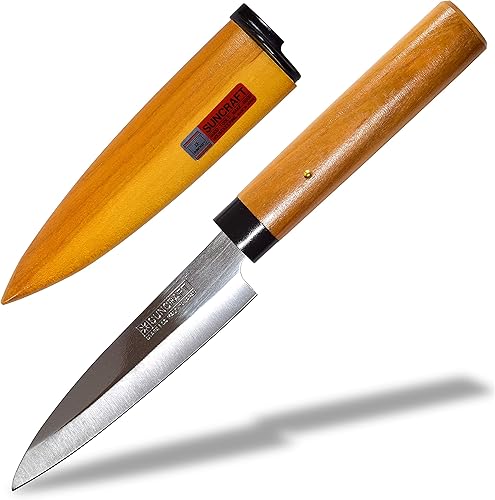 Miniatura 10 de Seki Japan - Cuchillo profesional para frutas, cuchillo pelador pequeño, rectangular, hoja de acero inoxidable de 3.7 pulgadas con mango de madera y