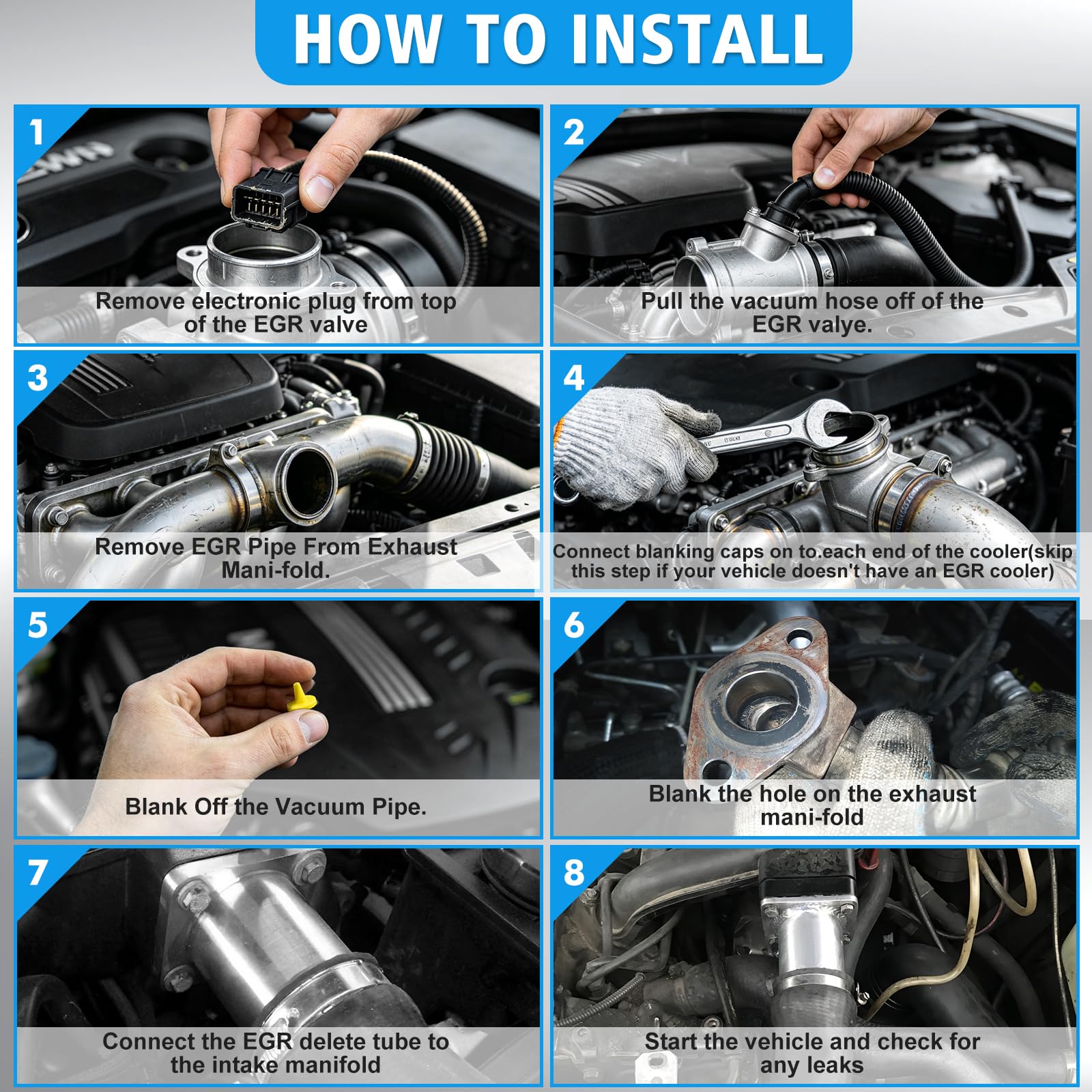 KAOLALI Kit di rimozione valvola EGR compatibile con 3 E46, 5 E60, E61, 7 E65, kit di rimozione valvola EGR per X3 E80, X5 E53 con motori 3.0 M57N, 1171778999, 1117804379