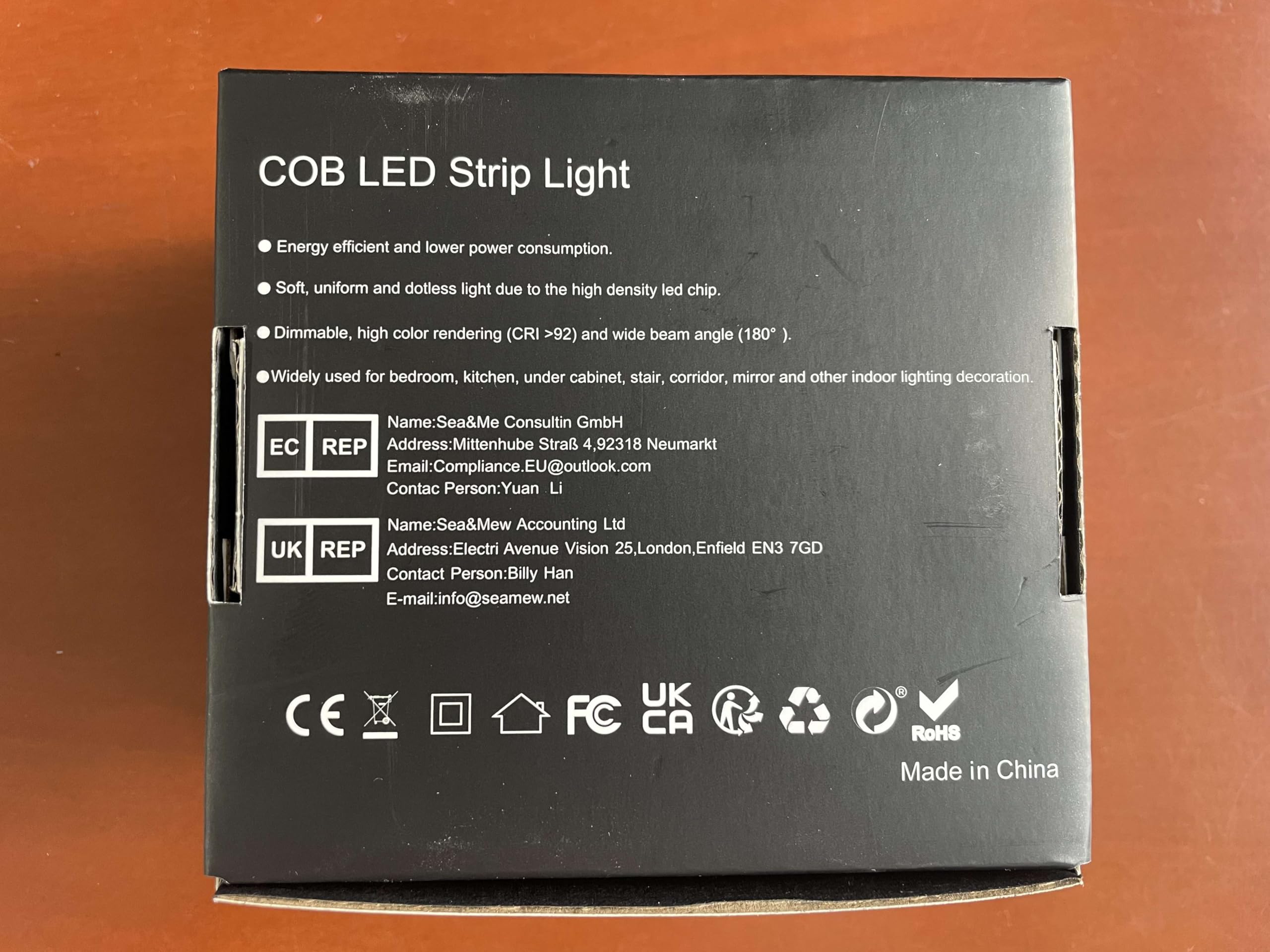 BERIXDEEP Striscia LED COB 3 Metri, Striscia LED Bianco Caldo con Telecomando e Alimentatore, CRI>92, DC24V, 480LEDs/M, Larghezza 8mm, Striscia LED COB 3 metri Dimmerabile, 2700K