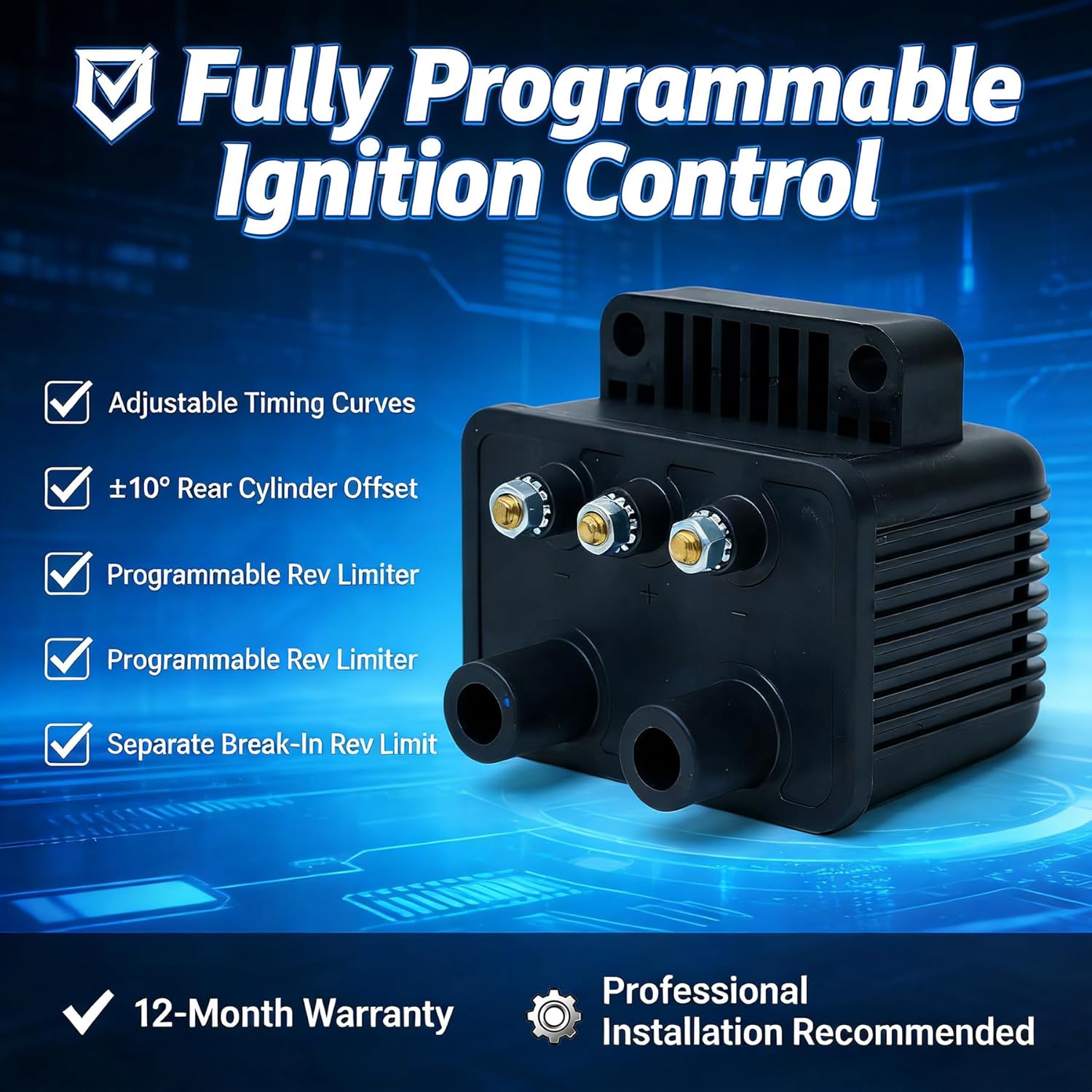 53-660 Single Fire Programmable Ignition Kit Compatible with Harley Big Twin 1970–1999 (Except Twin Cam), Sportster 1986–2003, EVO Shovelhead Engines