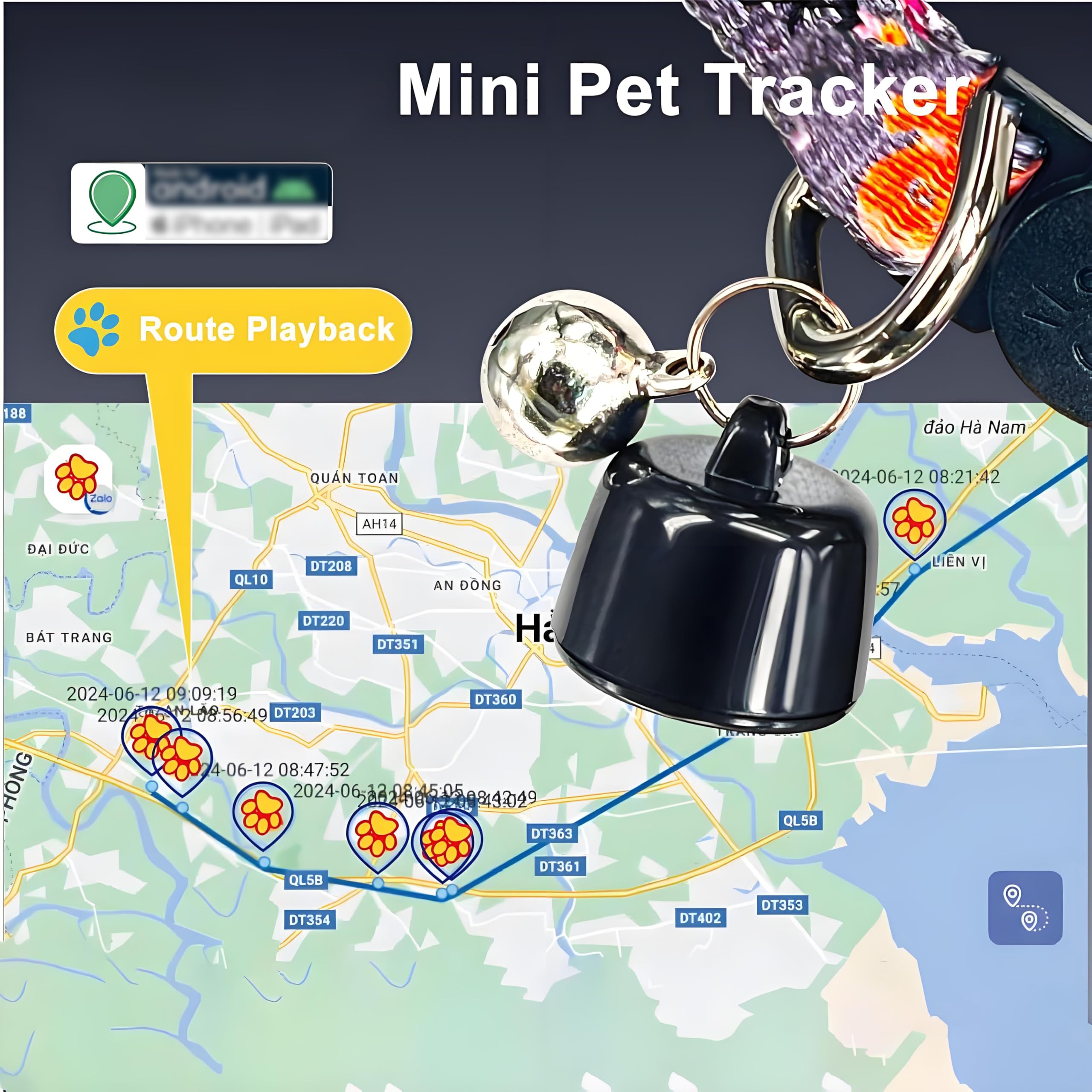 Collar de seguimiento GPS para gatos y perros, GPS Tracker para perros de gatos, mini rastreo impermeable para animales, seguimiento global, compatible con iOS y Android, en tiempo real, localización