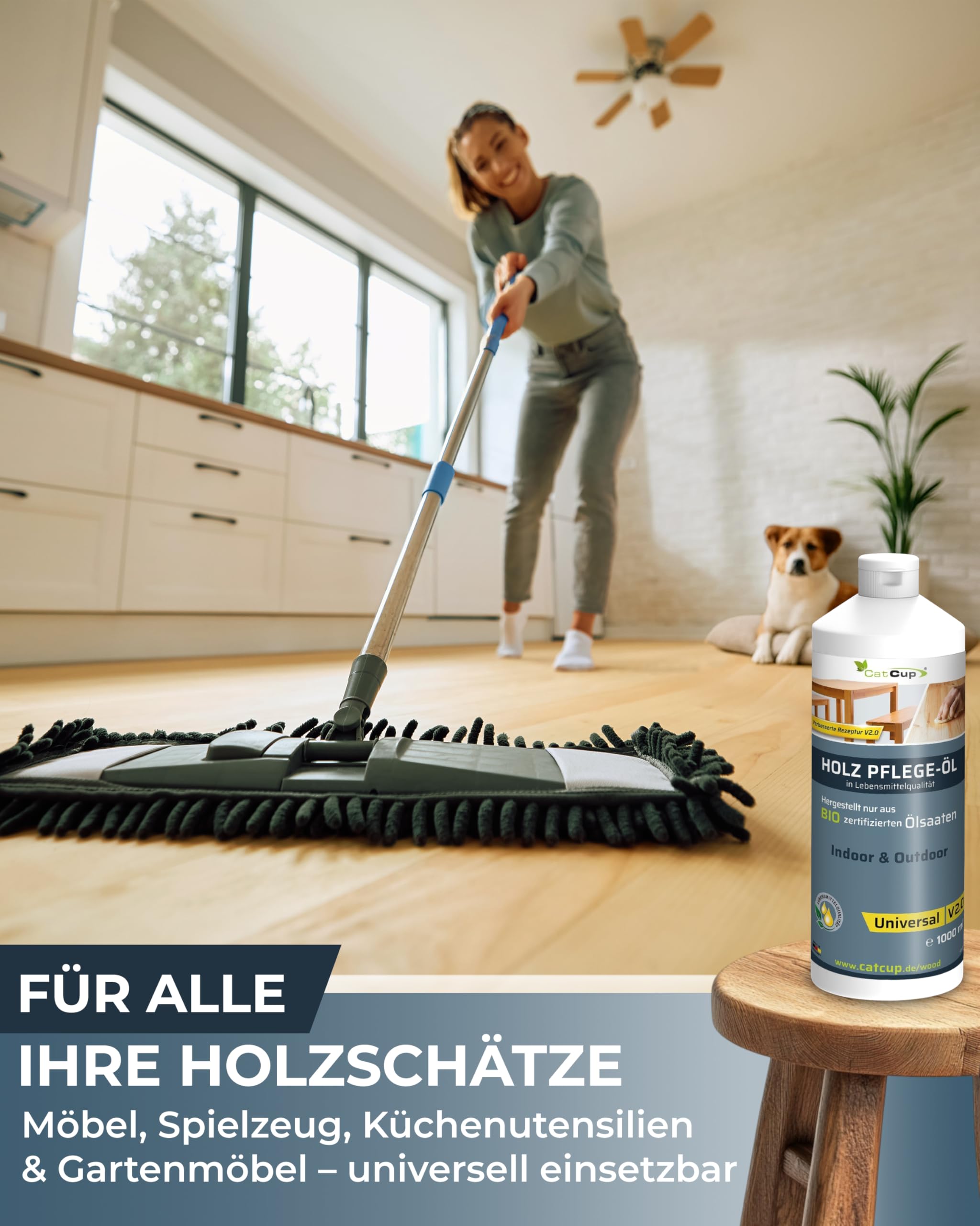 UNIVERSAL 5 Liter BIO Holzöl farblos aus Deutschland - Geruchloses Holzpflegeöl für Innen & Aussen - 100% natürliches Holz Öl in Bioqualität - Premium Möbelöl mit Anleitung