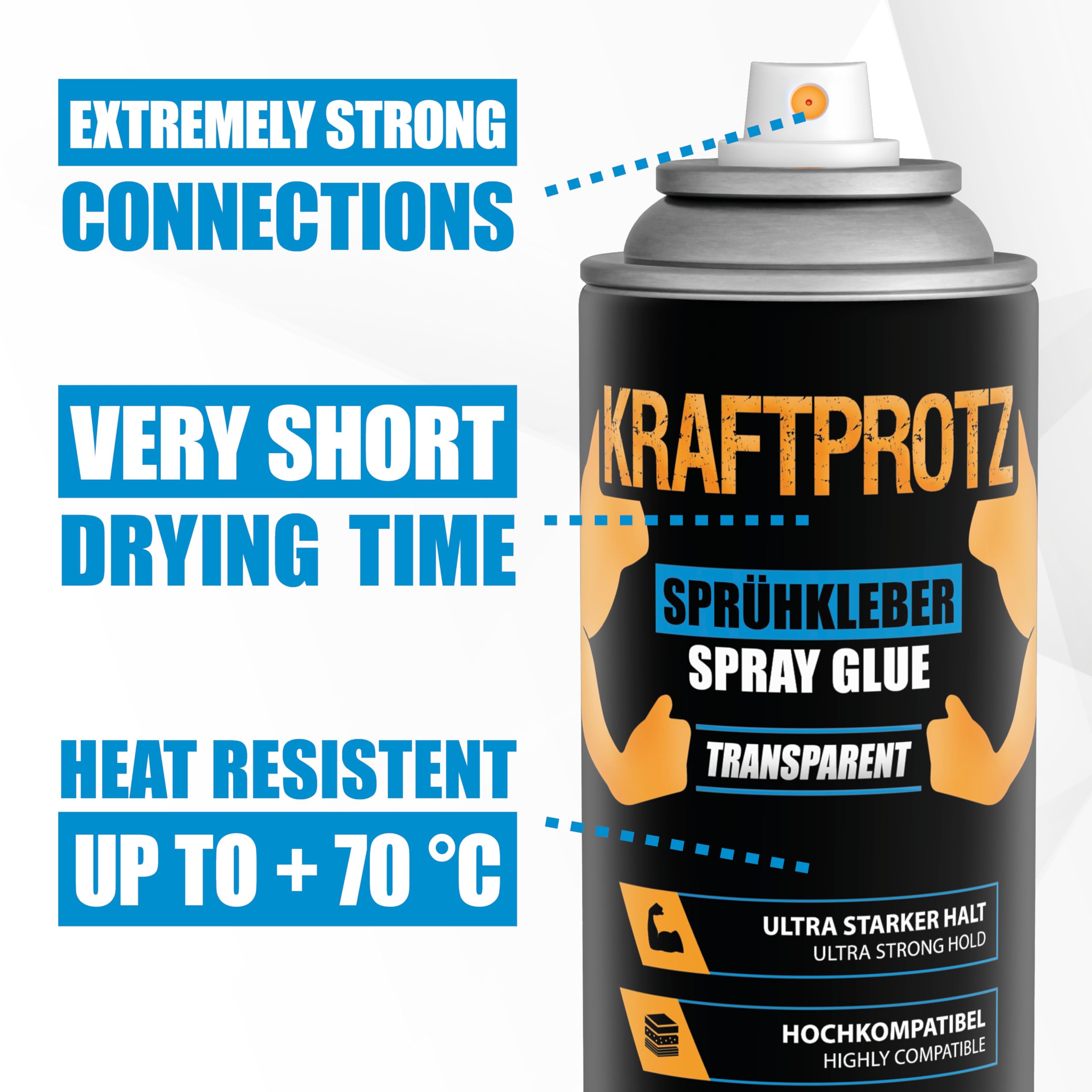 Spray Adhesive Transparent 500 Ml – KRAFTPROTZ Ultra Strong Bond For Foam, Felt, Leather, Wood & Rubber – Heat Resistant Up To 70°C – Adjustable Spray Nozzle – Highly Compatible & Versatile - View #6