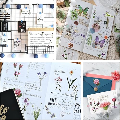 Miniatura 3 de 240 calcomanías florales, calcomanías de flores de plástico transparente, calcomanías autoadhesivas de varios estilos, calcomanías de resina para