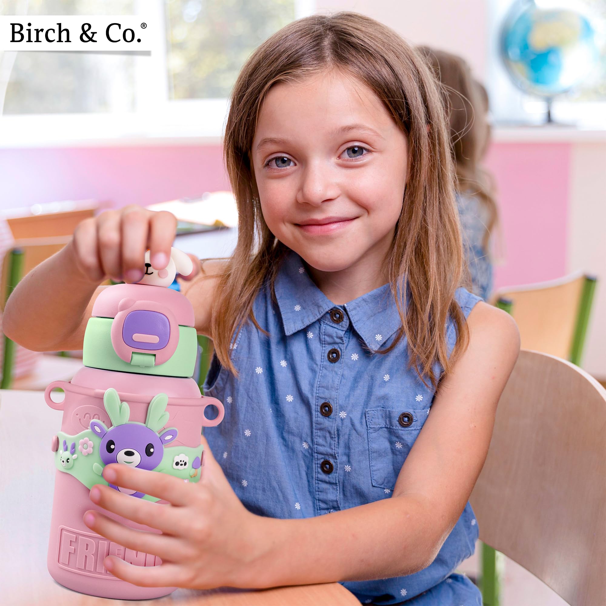 Kids Water Bottle - Water Bottle for School - Sipper Water Bottle for Kids - Waterbottle for Girls and Boys, Stainless Steel 316, Spill-Proof, BPA-Free, Perfect for School and Play, Pink - Image 7 thumbnail