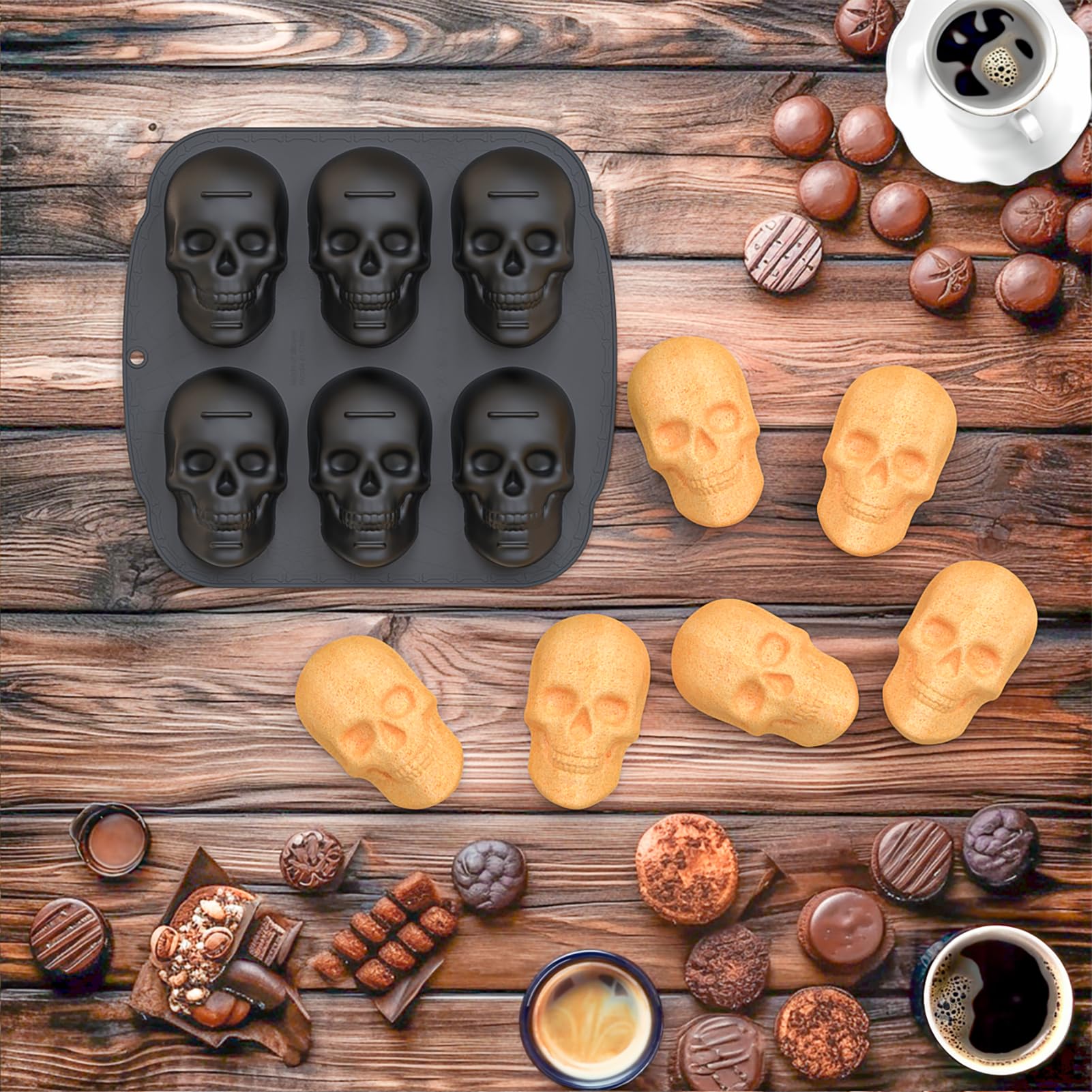 Moules En Silicone Squelette Main Et Tête De Mort – Lot De 4 Pièces – Pour Chocolat, Fondant, Résine – Décoration Halloween