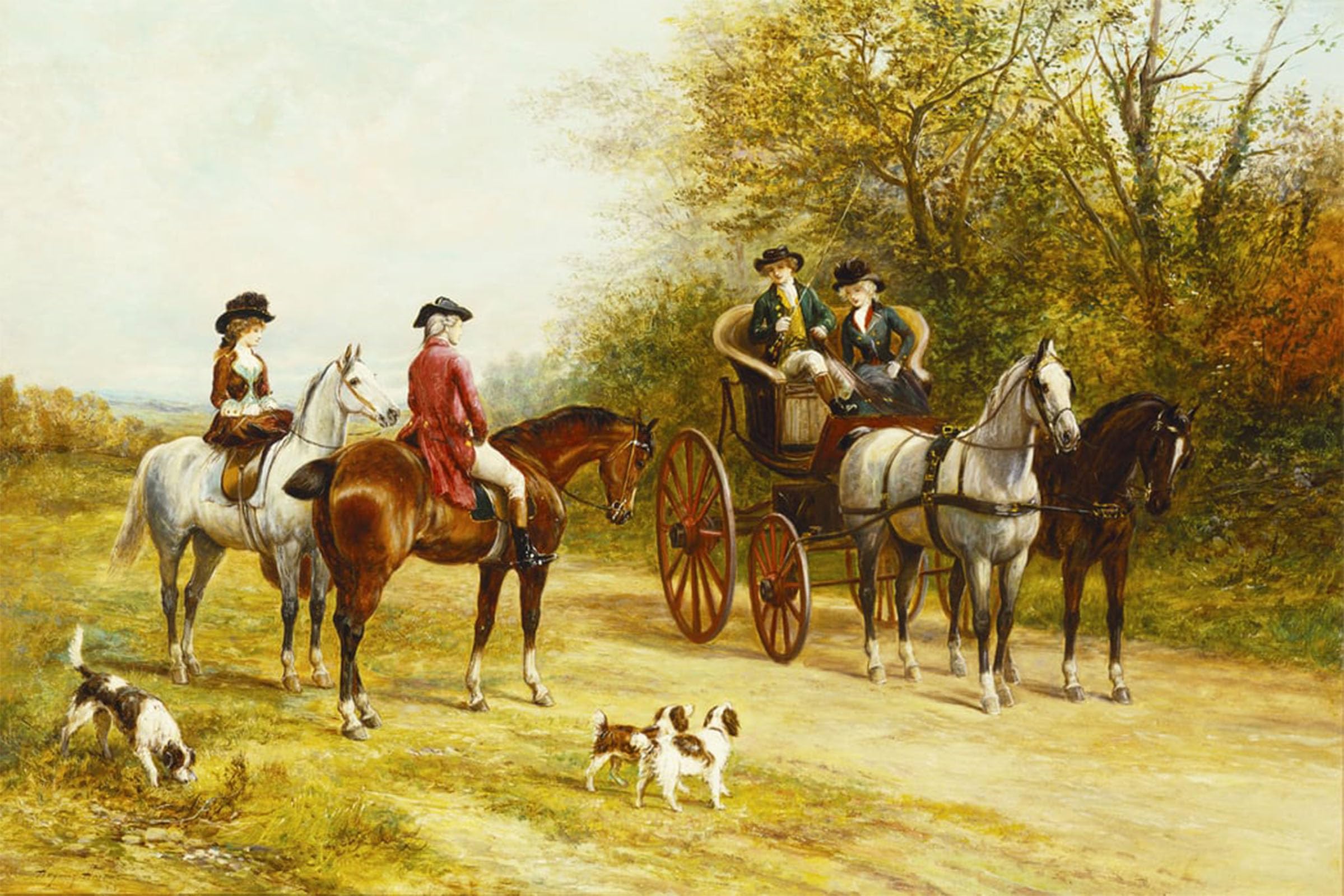 HRJUBWREE Vintage Poster Photo Wall Print Mural Artwork a Wayside Conversation by Heywood Hardy Art Prints Painting for Home Decor 60x90cm