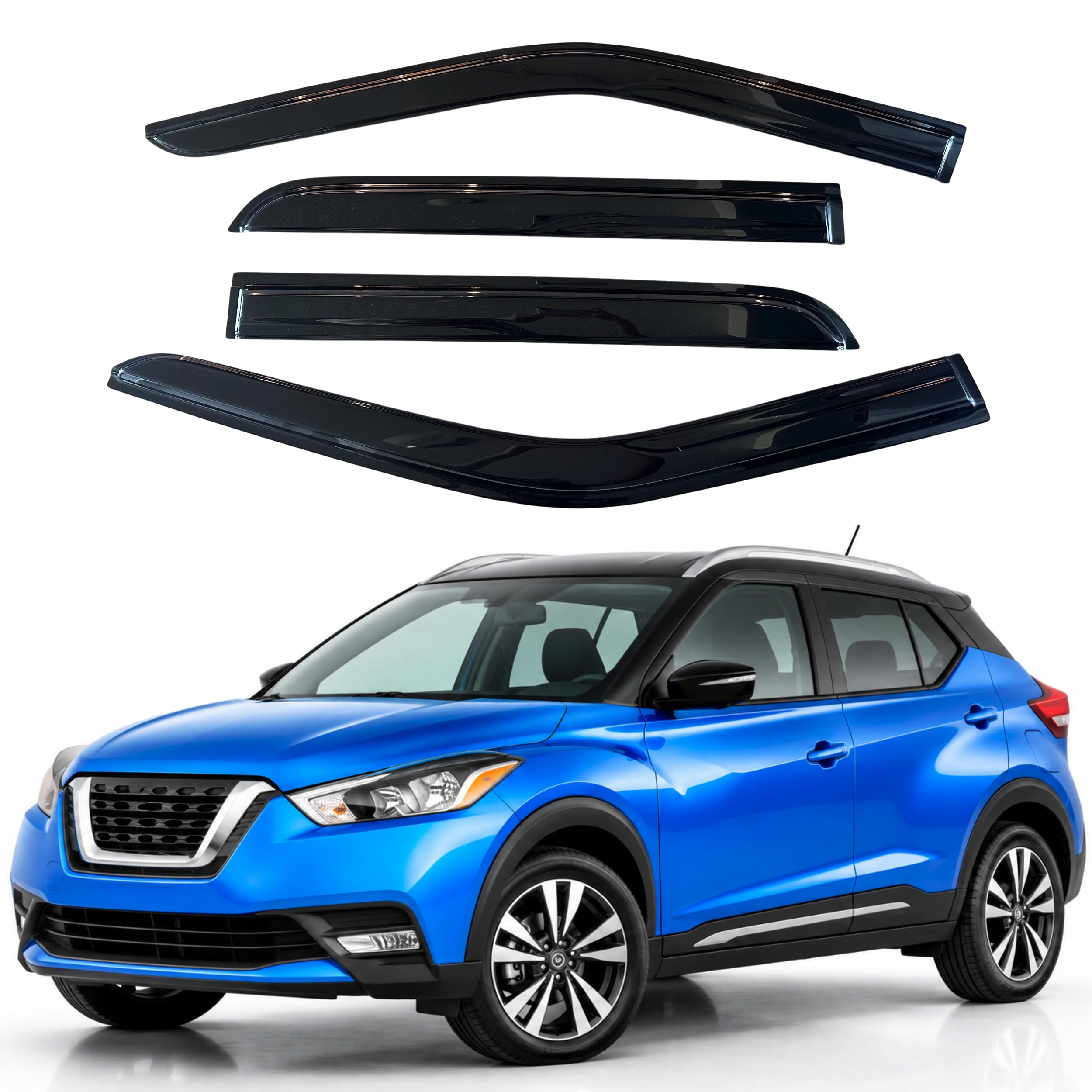 IG Window Visors Fit for 2018-2024 Nissan Kicks, Out-Channel Rain Guards Vent Wind Deflectors 4PC, Car Accessories for 18-24 Kicks