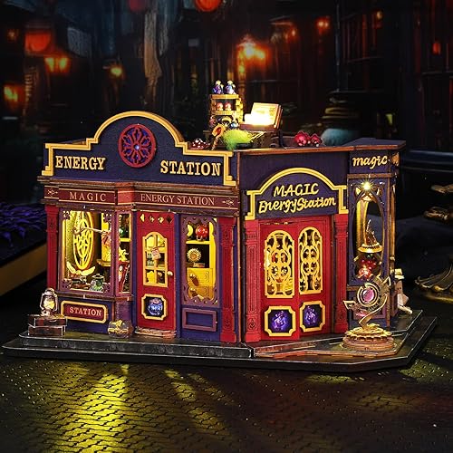 Miniatura 7 de Kit de casa en miniatura de bricolaje, kit de modelo de casa pequeña mágica con puerta que se puede abrir, kit en miniatura de casa de muñecas de