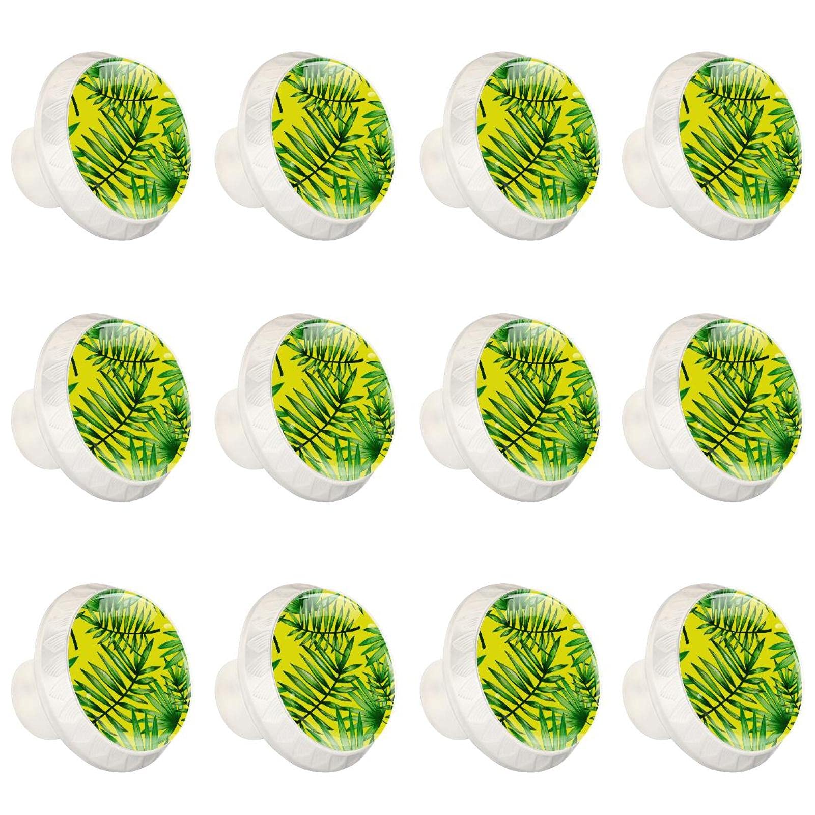 Boutons d'armoires de cuisine ronds en jaune palm 12 pièces