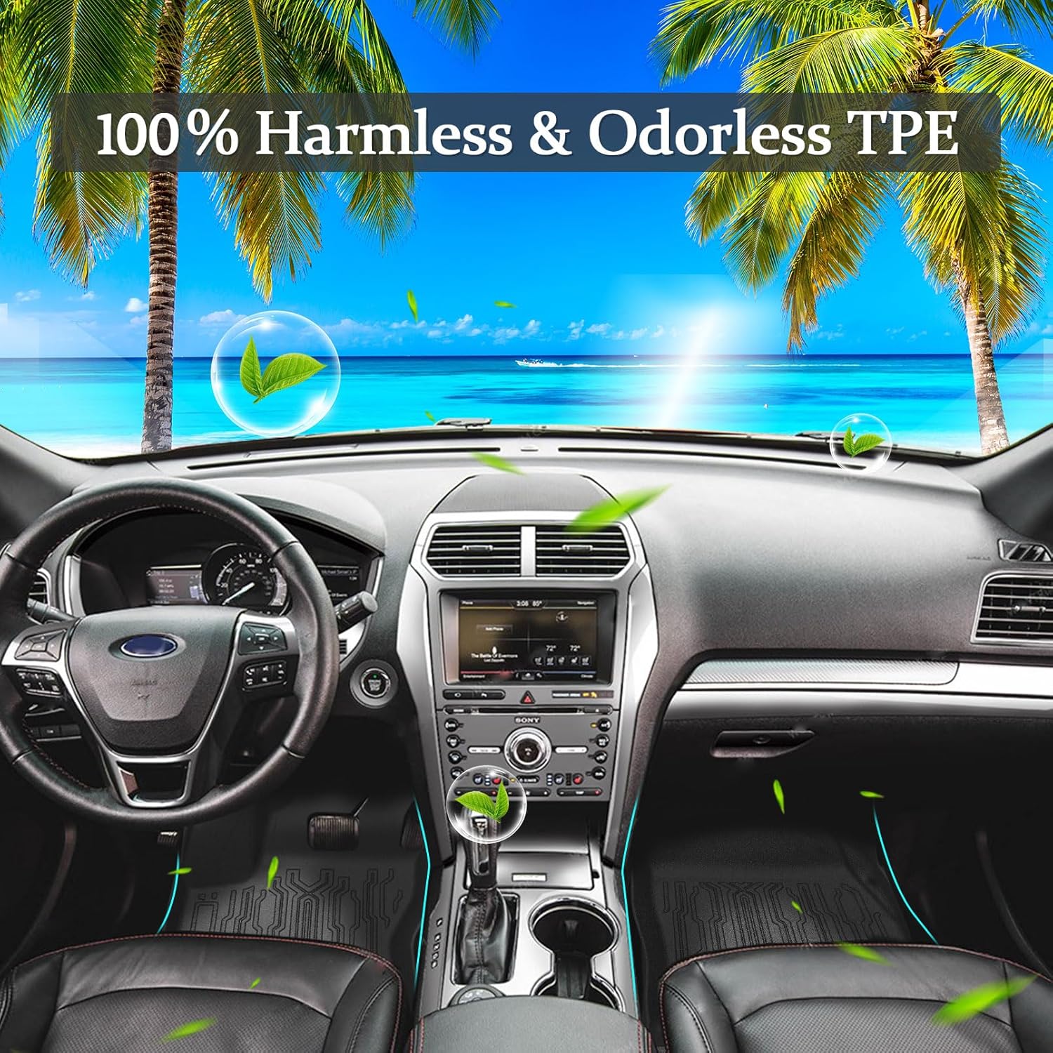 Car Floor Mats for Ford Escape 2013-2019 with Cargo Liner and Backrest Mat TPE All Weather Protection Custom Fit Anti-Slip Waterproof Heavy Duty Interior Accessories Black