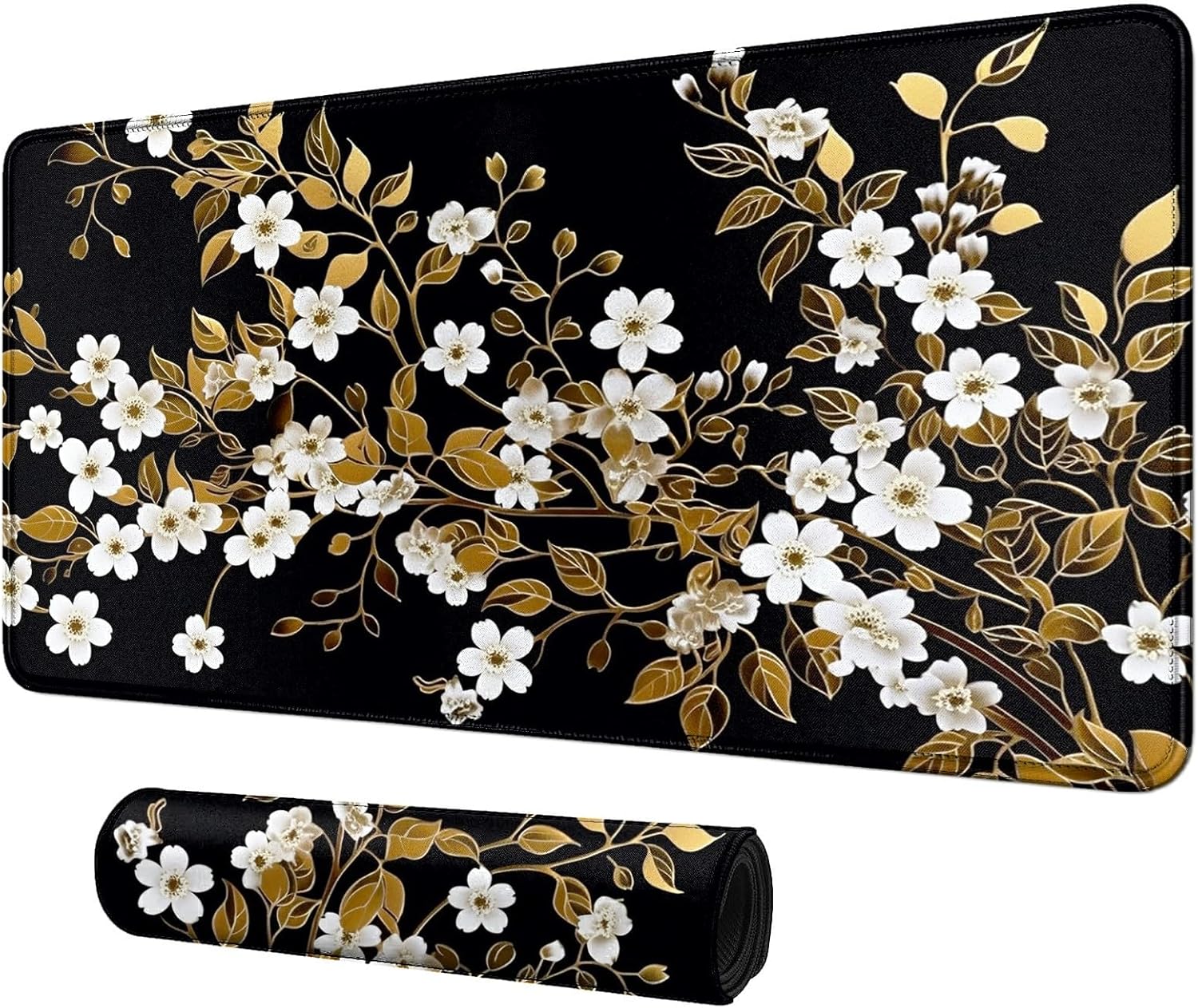 Card Mat for MTG & TCG Playmat Mouse Pad,23.6" x 13.8" Game Mat for MTG RPG CCG Trading Card Game Playmats Table Mat Perfect for Card Games Video Games Computer Office,White Flowers