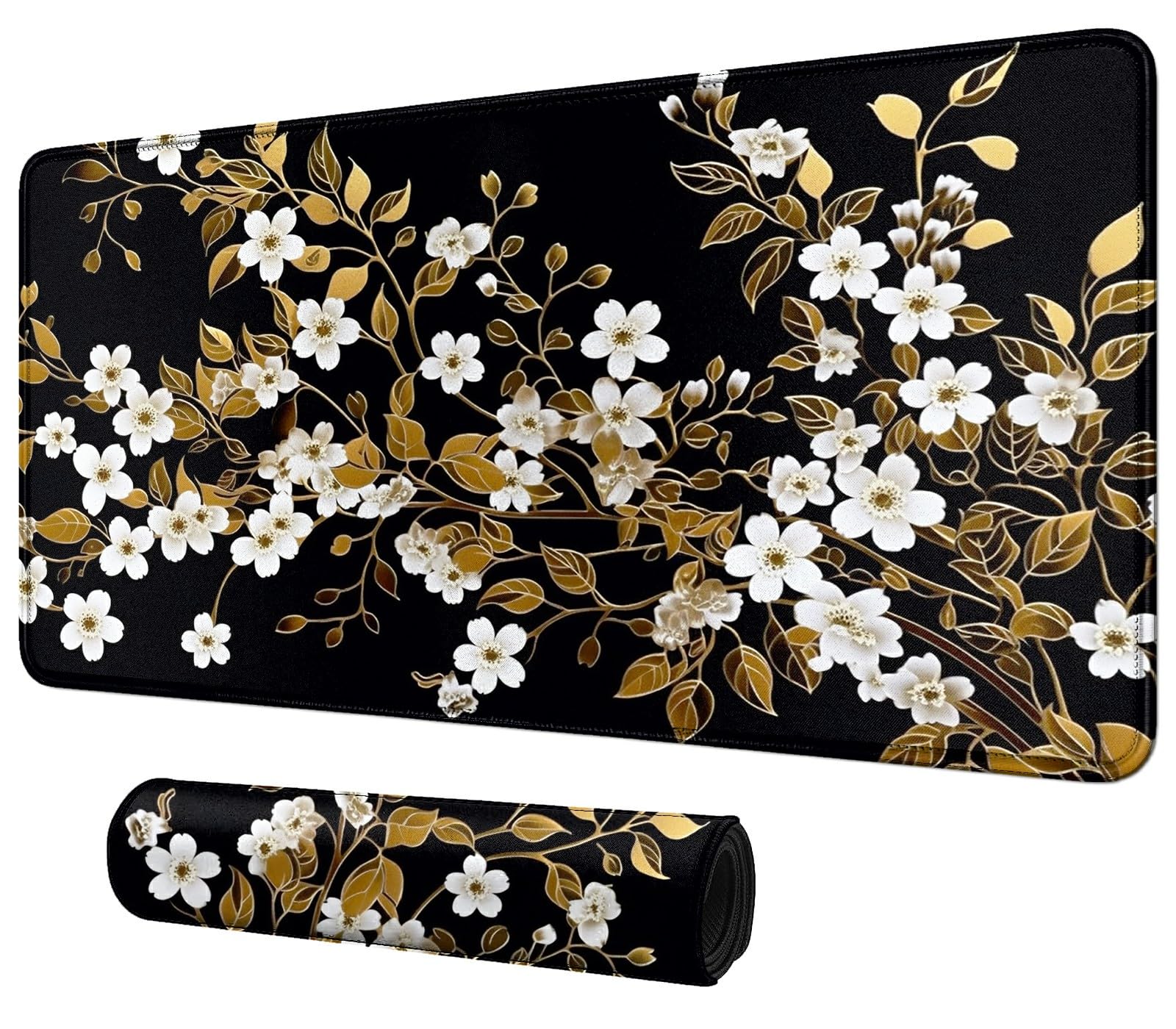 Card Mat for MTG &amp; TCG Playmat,White Flowers