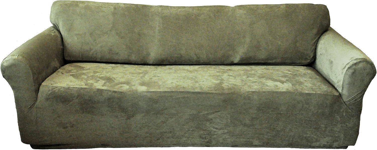 Stretch Suede Loveseat Slipcover, Sofa Protector, Machine Washable, Soft & Stain Resistant, Spandex Blend, Anti-Slip Fit, Pet-Friendly Furniture Cover, Fits 58"–73", Sage Green