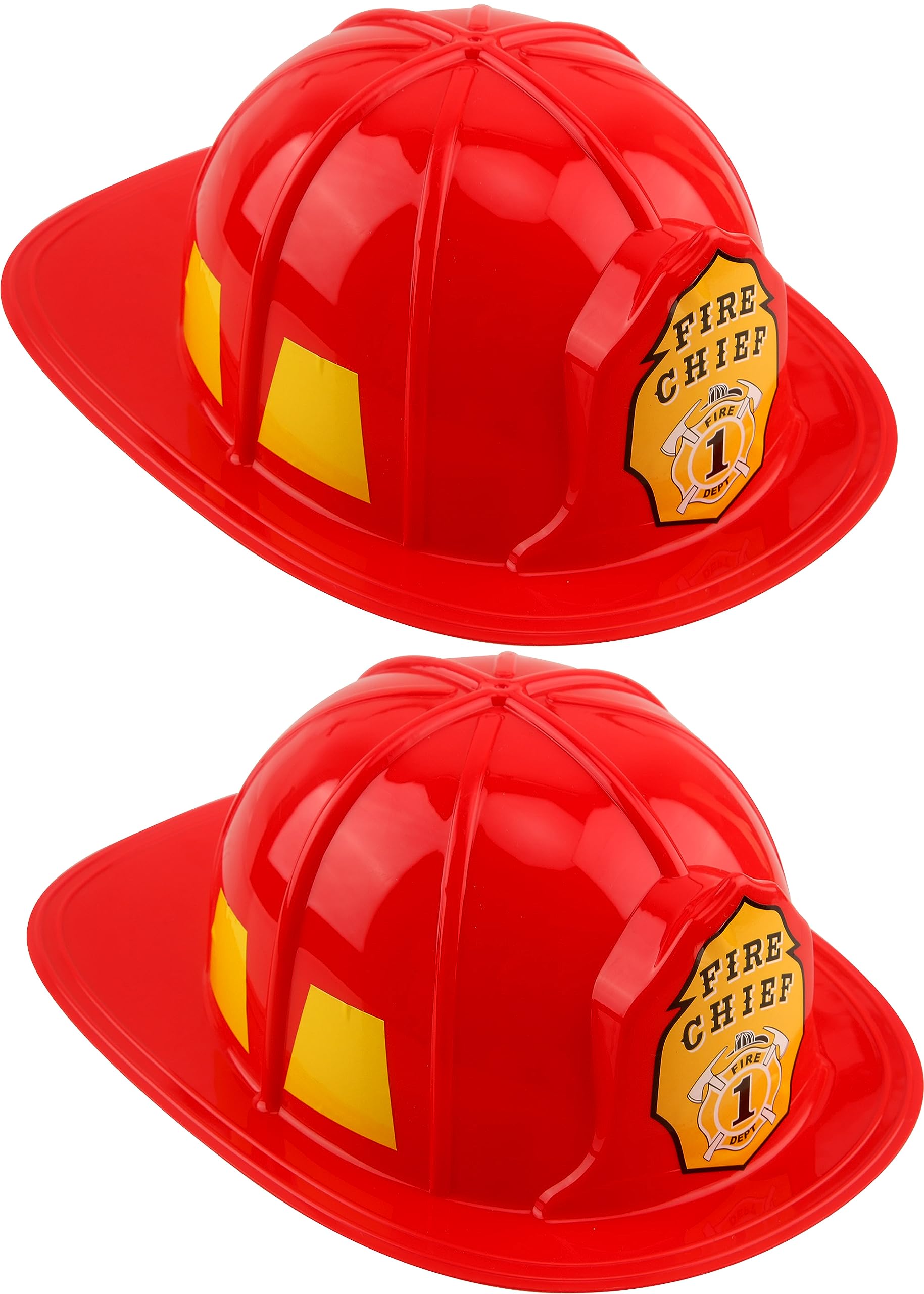 Cotiny 2 Pcs Adult Firefighter Helmet Plastic Fireman's Cosplay Hats for Women Men Firefighter Dress up Halloween Party