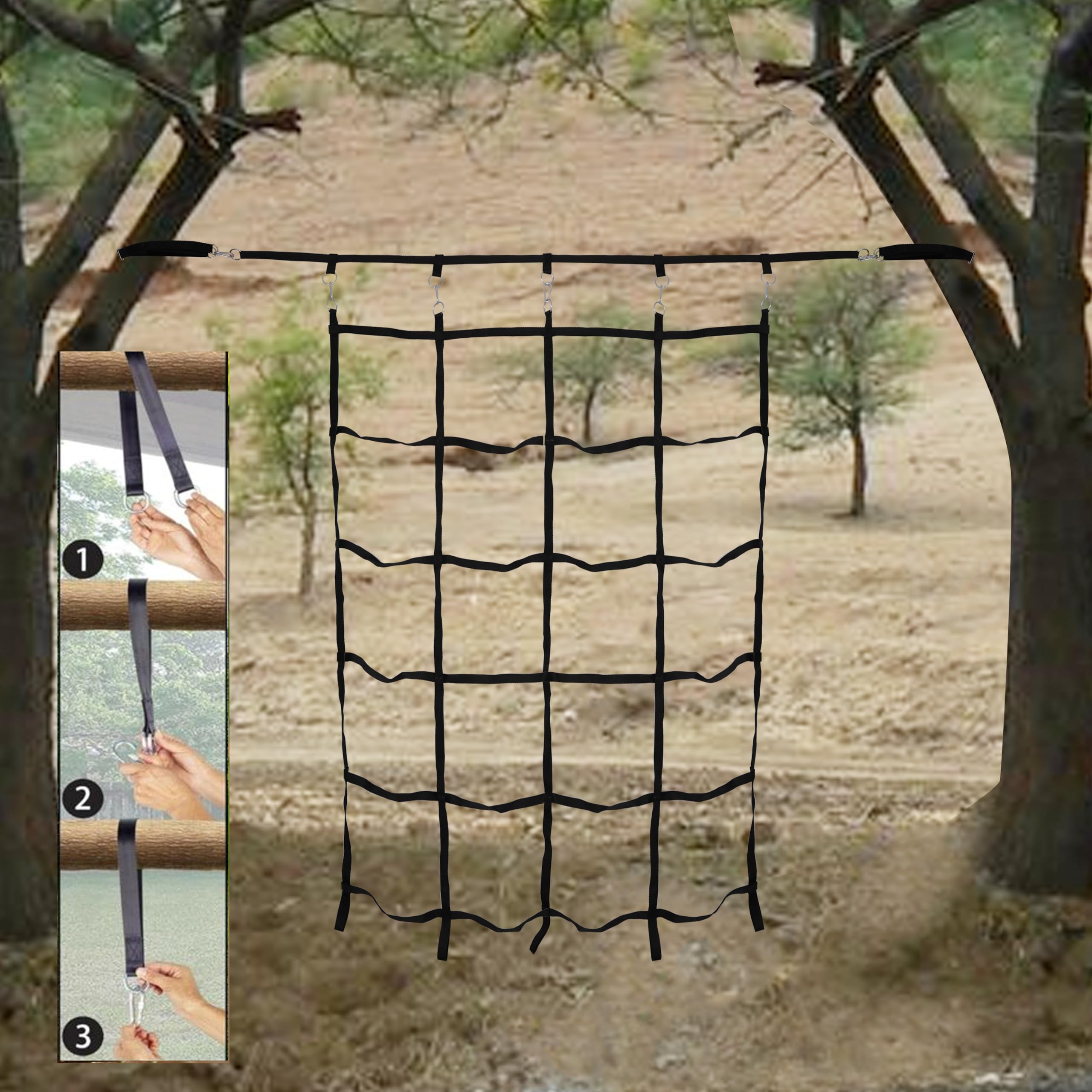 VIXERA Climbing Cargo Net, Ninja Warrior Obstacle Course for Kids, Rope Net Ladder Monkey Bars for Rock Wall Jungle Gyms Playground Ribbon Training for Indoor and Outdoor Swing Set Tree House(5 Strip) - Image 5 thumbnail