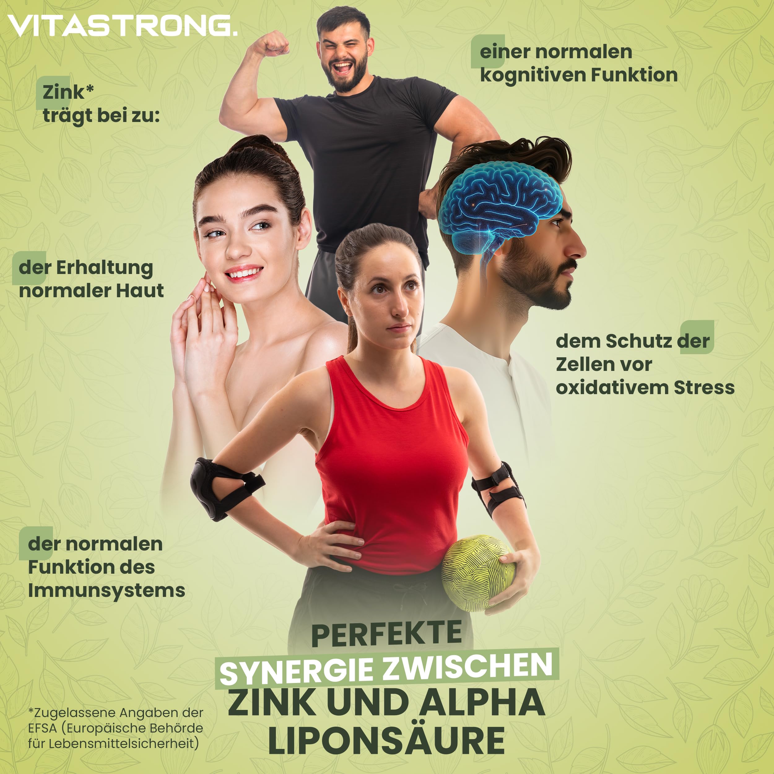Alpha Liponsäure mit Zink Hochdosiert 650mg, Optimierte Formel von S und R Alpha Liponsäure, Alpha Lipoic Acid ALA 100% Vegan, 120 Gluten- und GMO-freie Alpha-Liponsäure Kapseln, Vitastrong Qualität