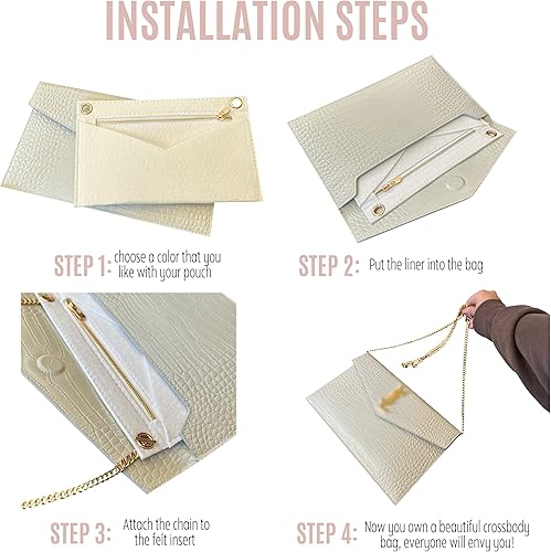 Miniatura 2 de Uptown Clutch Conversion Kit with Gold Chain Wristlet Insert Wallet on Chain WOC Uptown Pouch Insert (Lime)