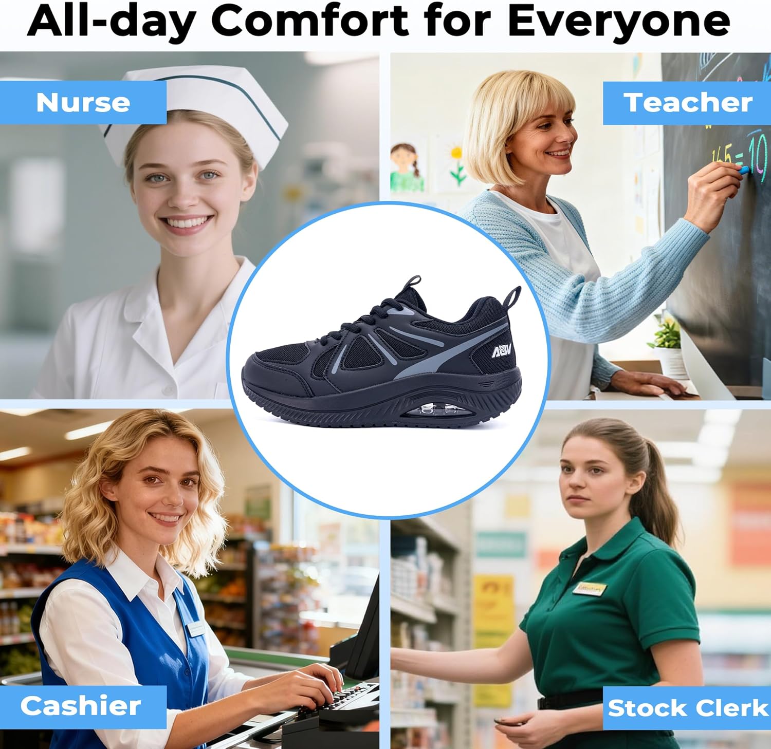 Womens Walking Shoes Arch Support Plantar Fasciitis Shoes Orthotic Tennis Sneakers for Pain Relief - Image 2