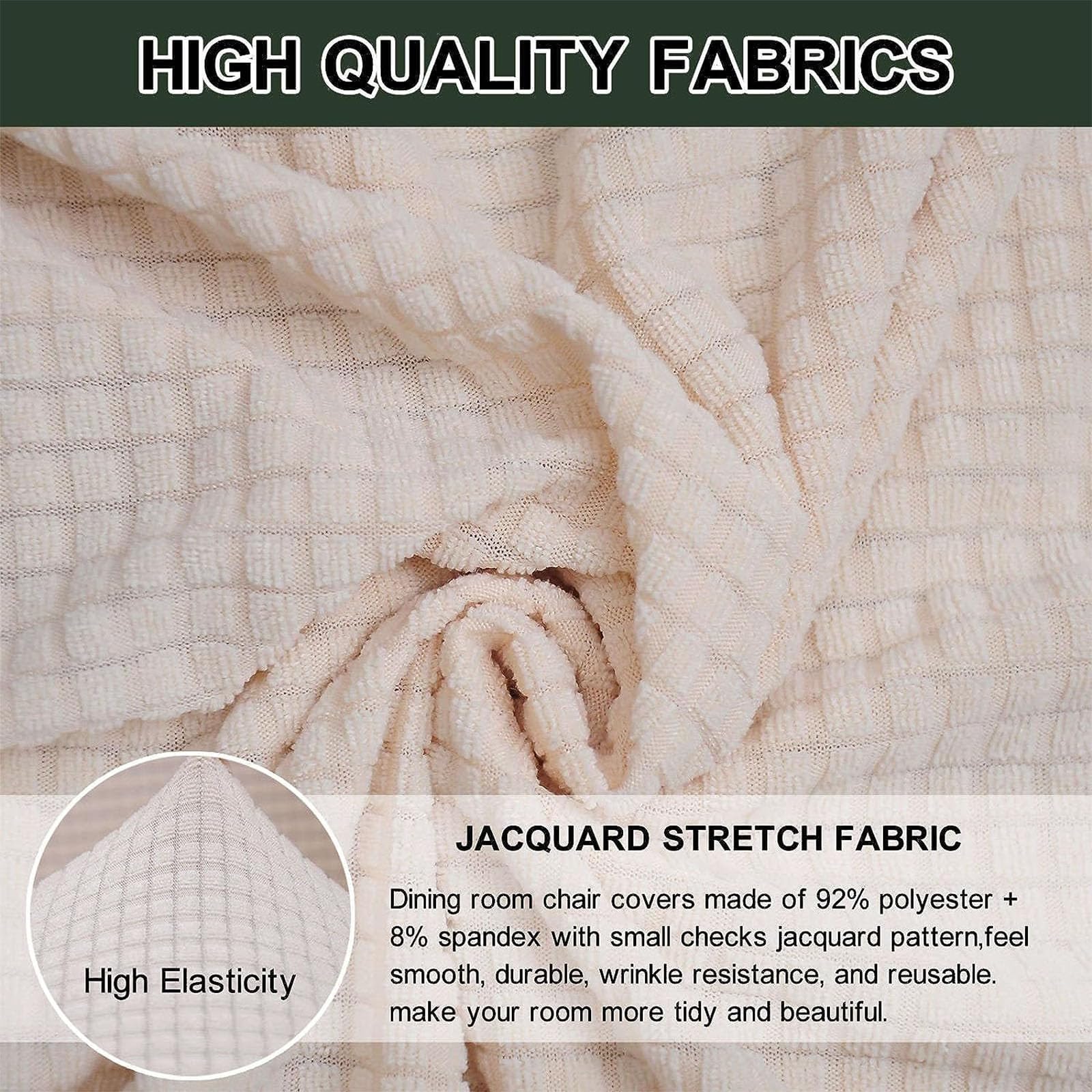 Leomix Funda elástica para Silla de Comedor, Fundas para sillas con Respaldo Curvo, Funda para Silla Decorativa sin Brazos, para Sala de Estar, Dormitorio, Oficina en casa, tocador,L,6pack