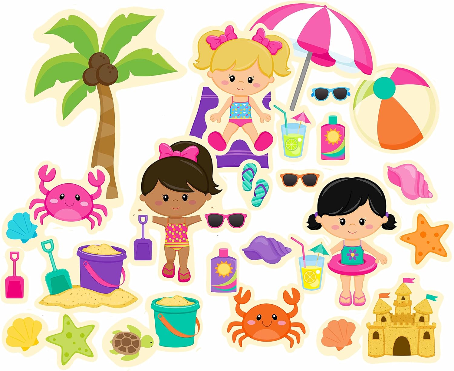 Girl's Beach Day Felt Figures Flannel Board Stories