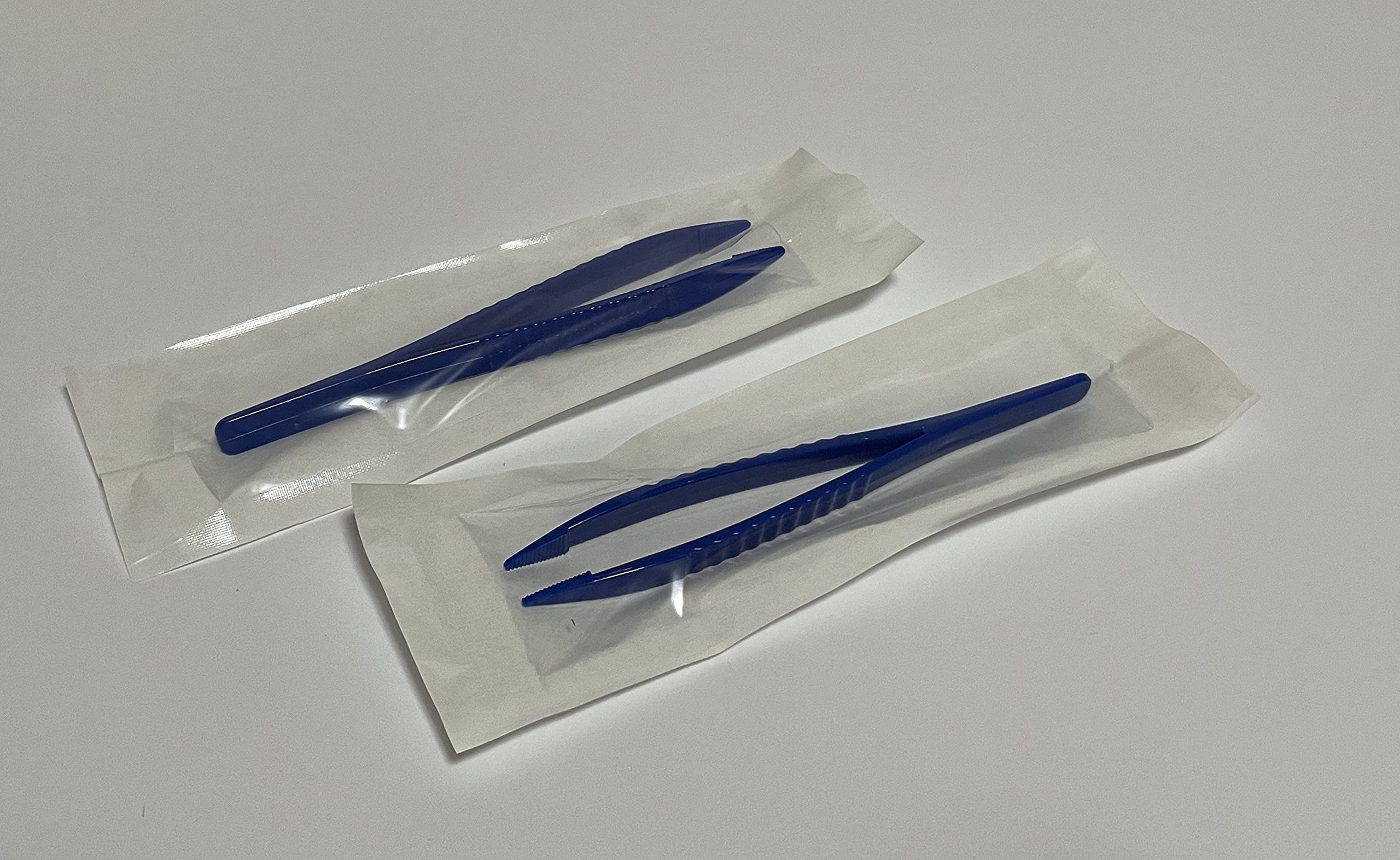 LUERFLEX Disposable Sterile Forceps Tweezers 5inch 125mm length Individually Wrapped Solid Blue Pack of 100