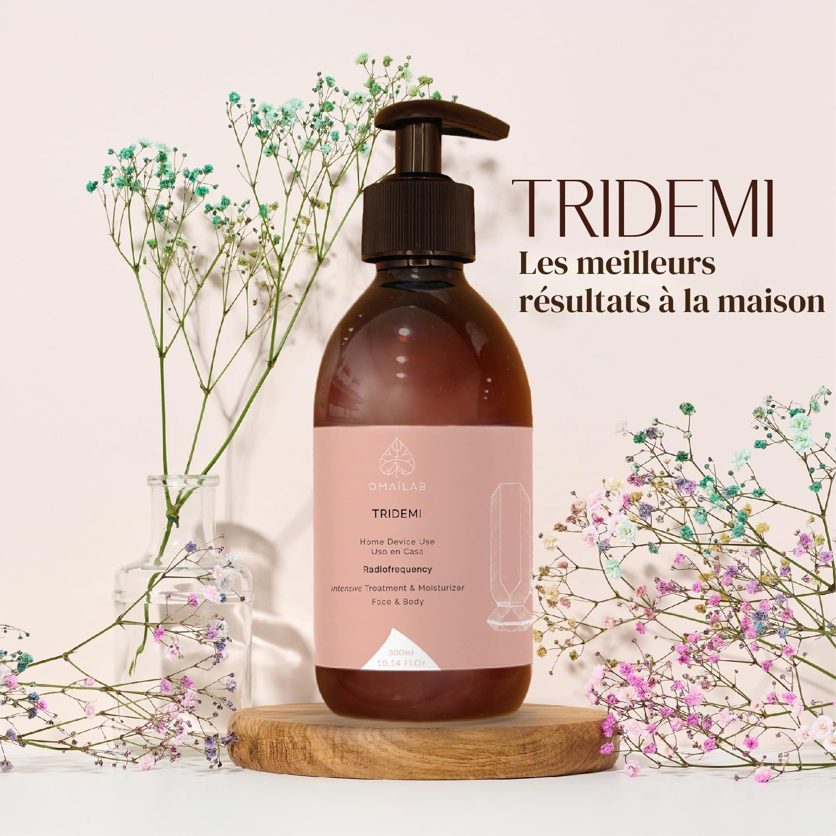 OMAILAB Tridemi Gel conducteur pour radiofréquence, compatible avec tripollar, Anlan, Current Body, traitement intensif visage et corps 300 ml