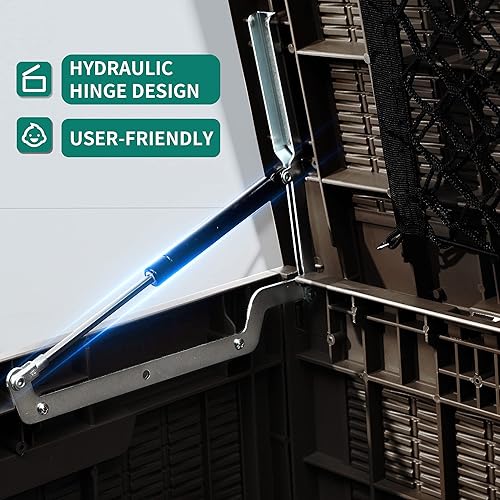 Miniatura 3 de YITAHOME 100 Gallon Large Deck Box wStorage Net, Resin Outdoor Storage Boxes, Waterproof Patio Cushion Storage Bench for Patio Furniture, Pool